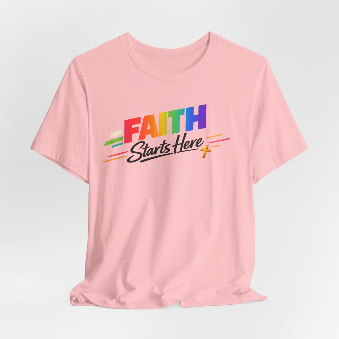 Faith Starts Here Rainbow Tee