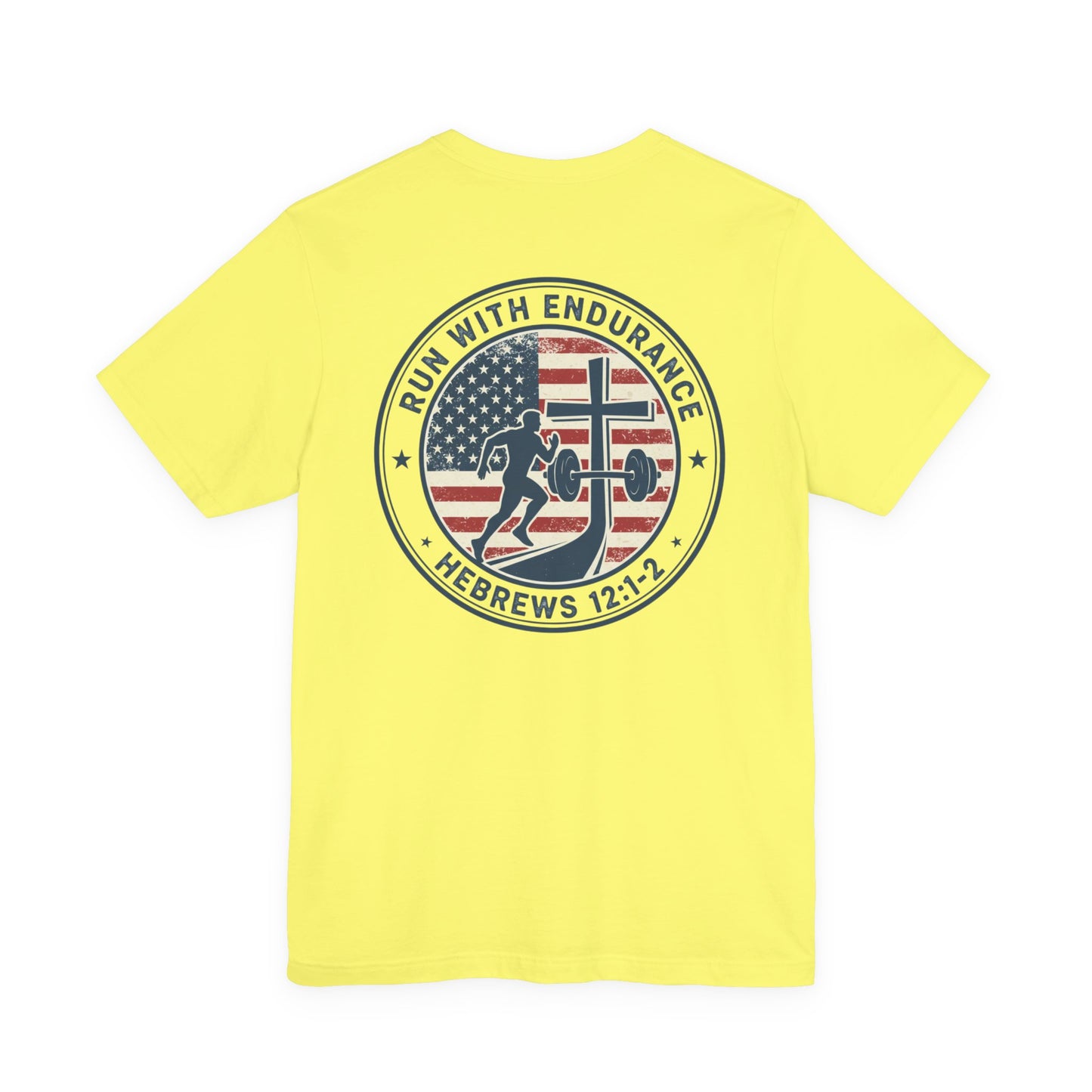 Hebrews 12:1-2 'Run With Endurance' T-Shirt — Inspirational Christian Tee