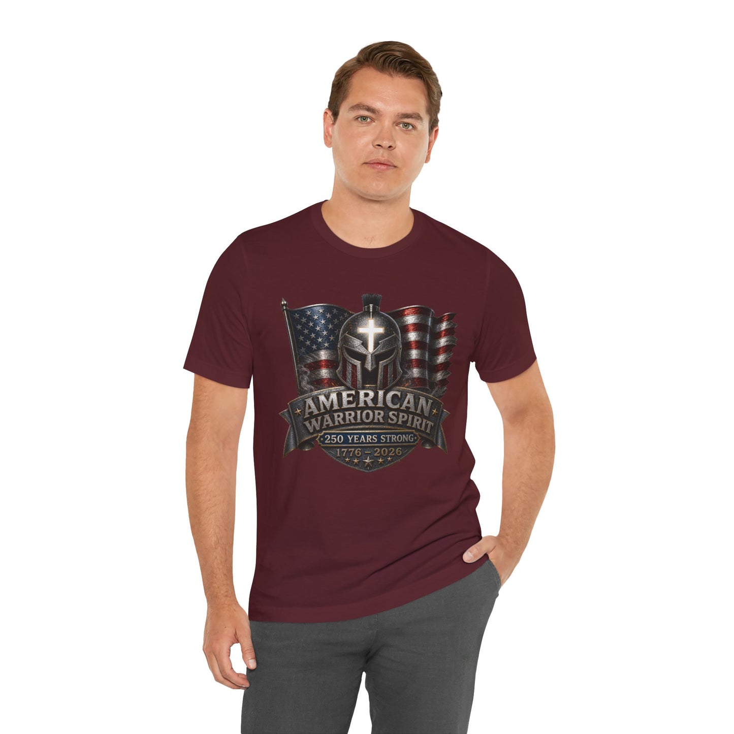 American Warrior Spirit T-Shirt – Patriotic 250 Years Strong Tee (1776–2026)