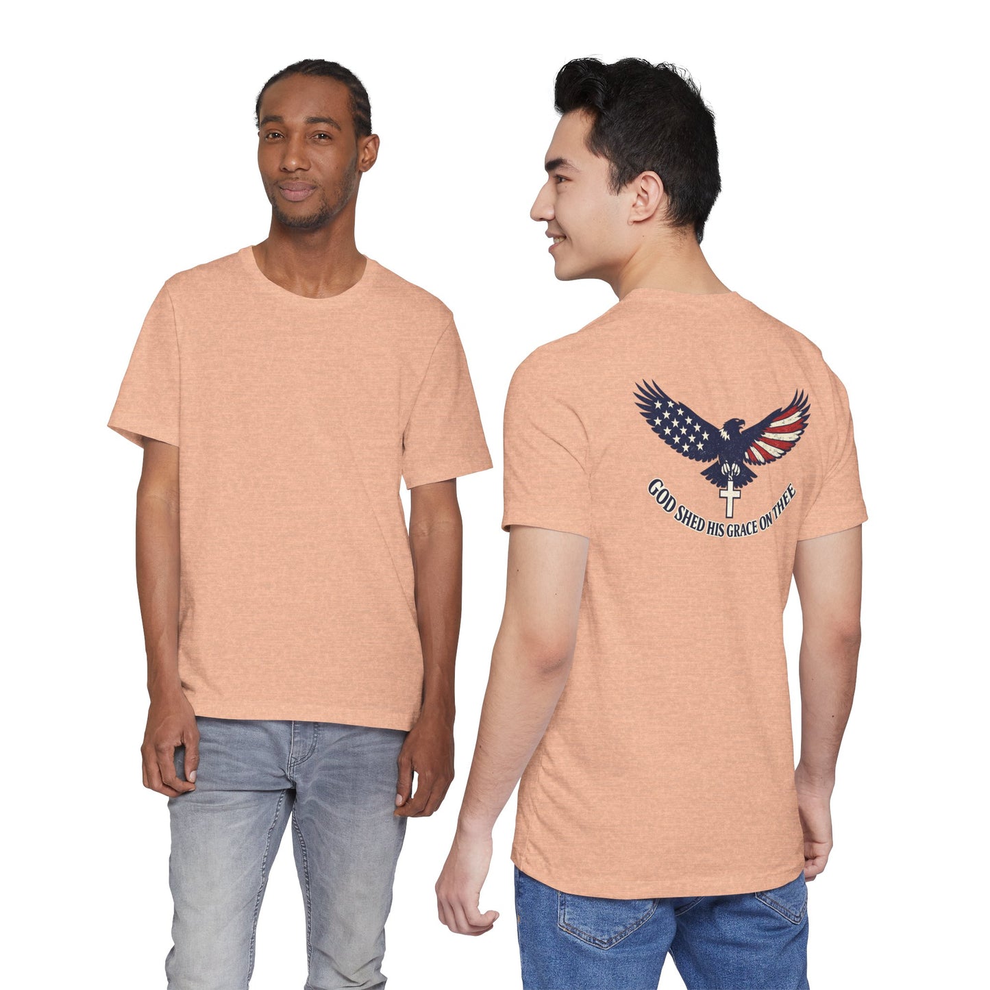 Patriotic Eagle T‑Shirt — "God Shed His Grace on Thee" Back Graphic Tee