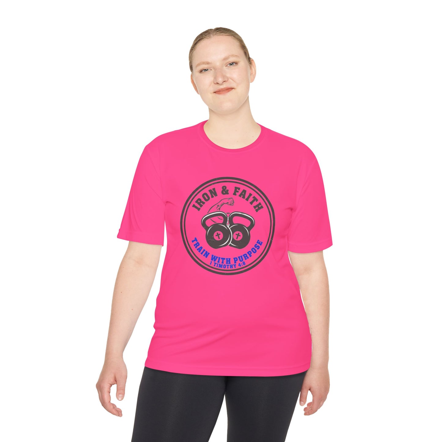 Iron & Faith Training Tee — 1 Timothy 4:8 Workout Shirt