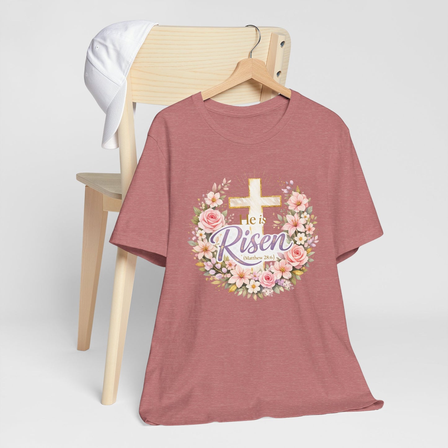 He Is Risen Floral Cross T-Shirt