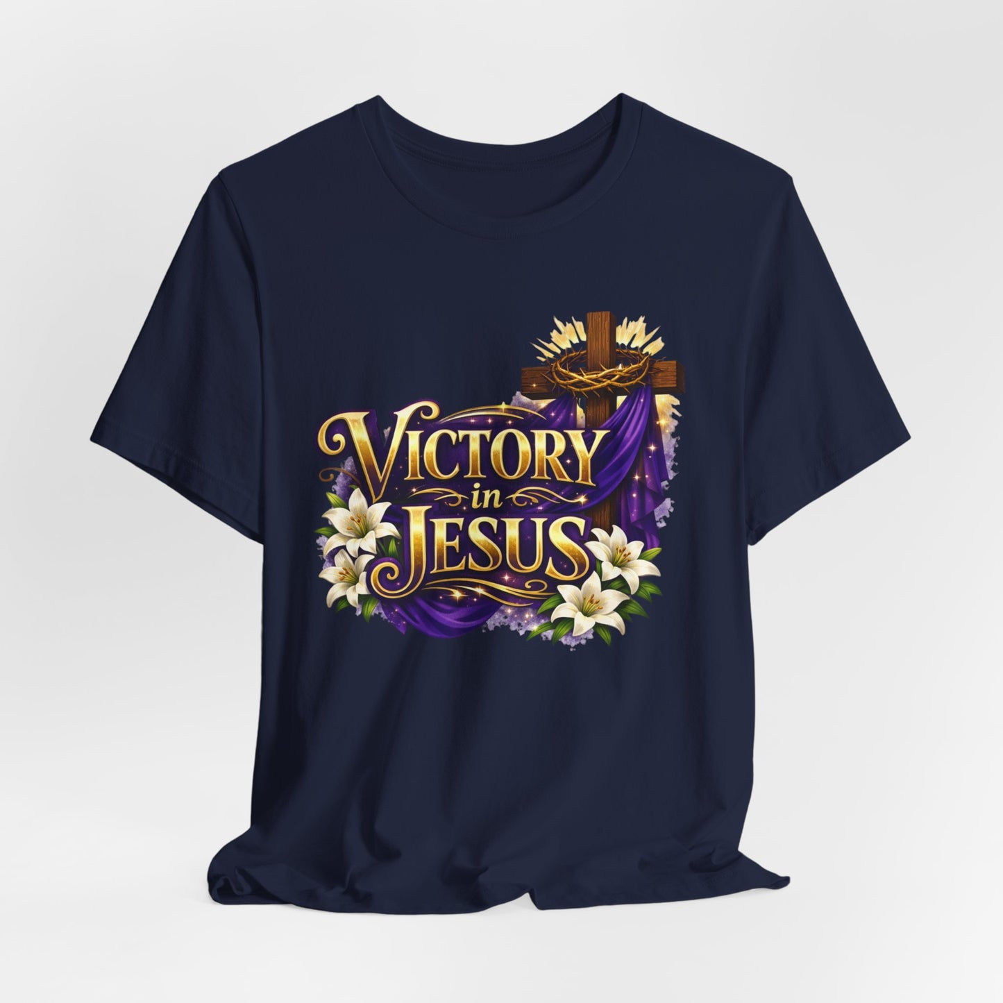 Victory In Jesus Christian T-Shirt — Cross Faith Tee
