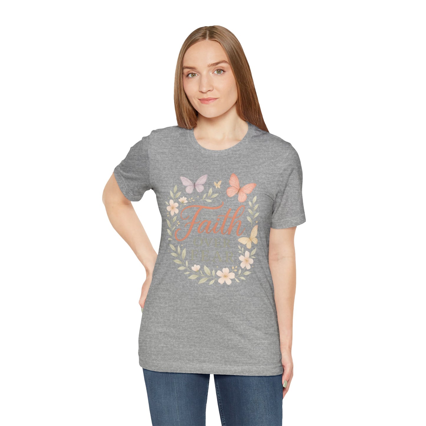 Faith Over Fear T-Shirt — Floral Butterfly Inspirational Tee