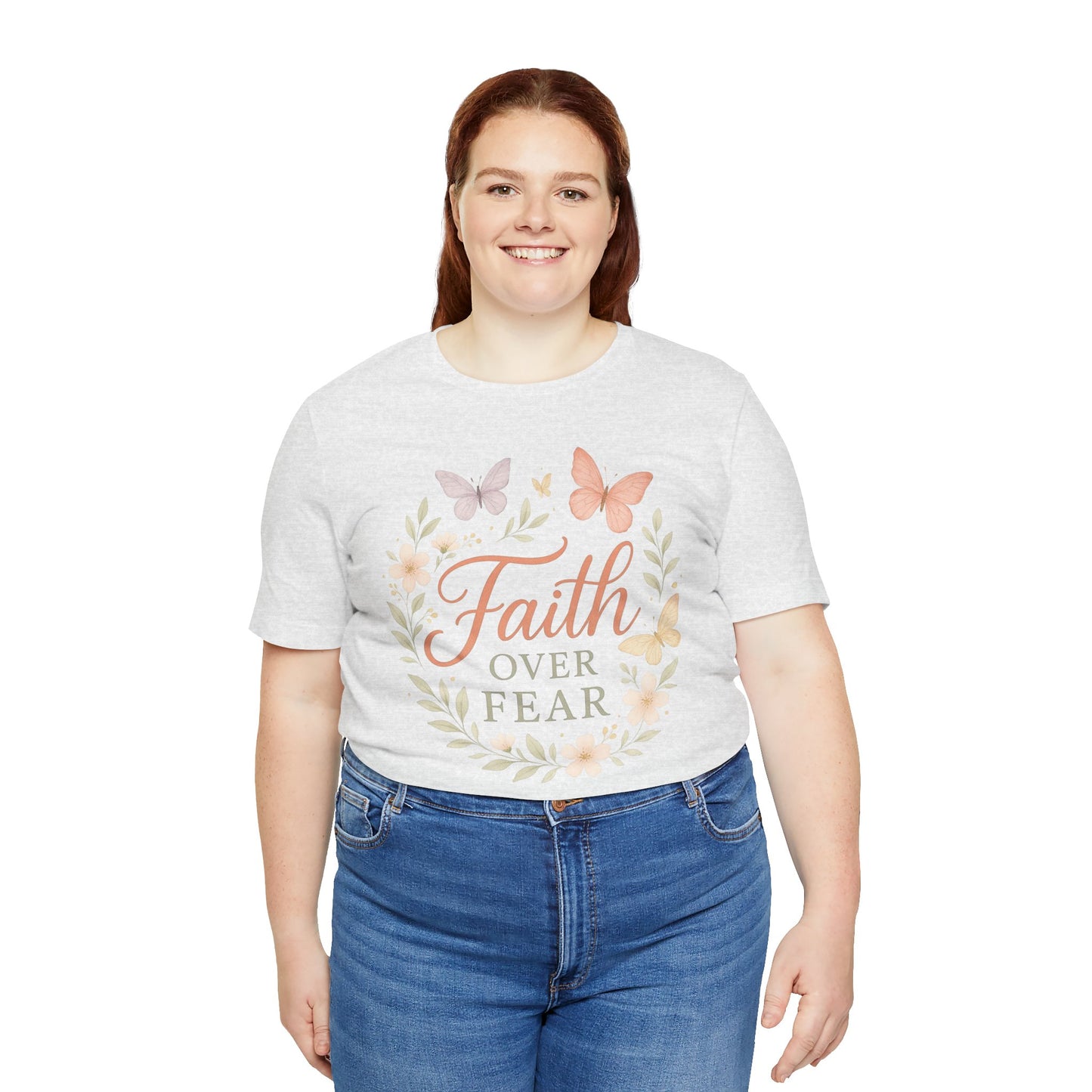 Faith Over Fear T-Shirt — Floral Butterfly Inspirational Tee