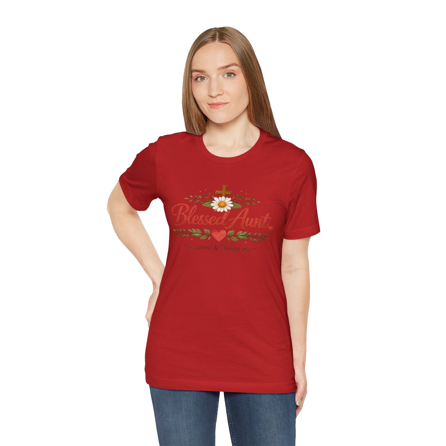 Blessed Aunt T-Shirt - "Blessed Aunt Loved & Chosen" Christian Floral Tee