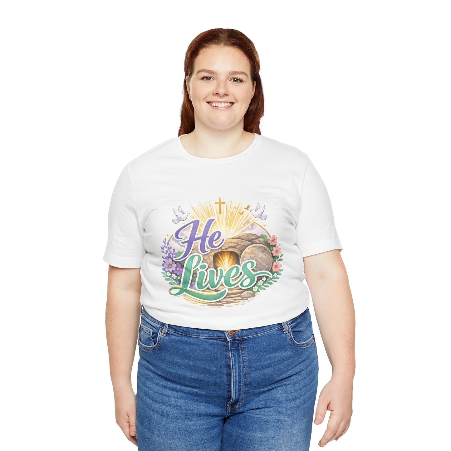 He Lives Jesus Tomb Tee — Christian Easter T‑Shirt