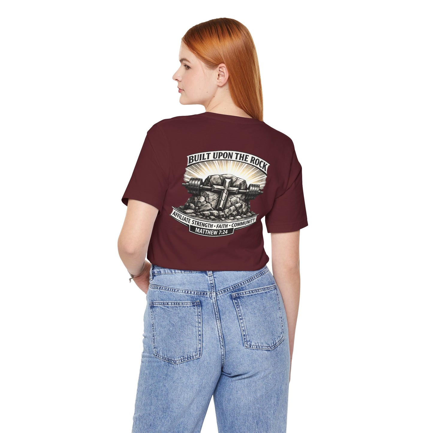Built Upon the Rock T‑Shirt — Christian Faith Matthew 7:24 Graphic Tee