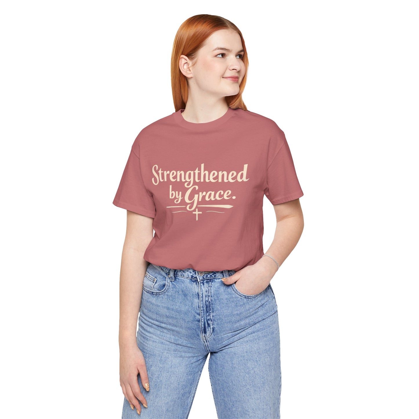 Strengthened by Grace T‑Shirt — Inspirational Faith Tee