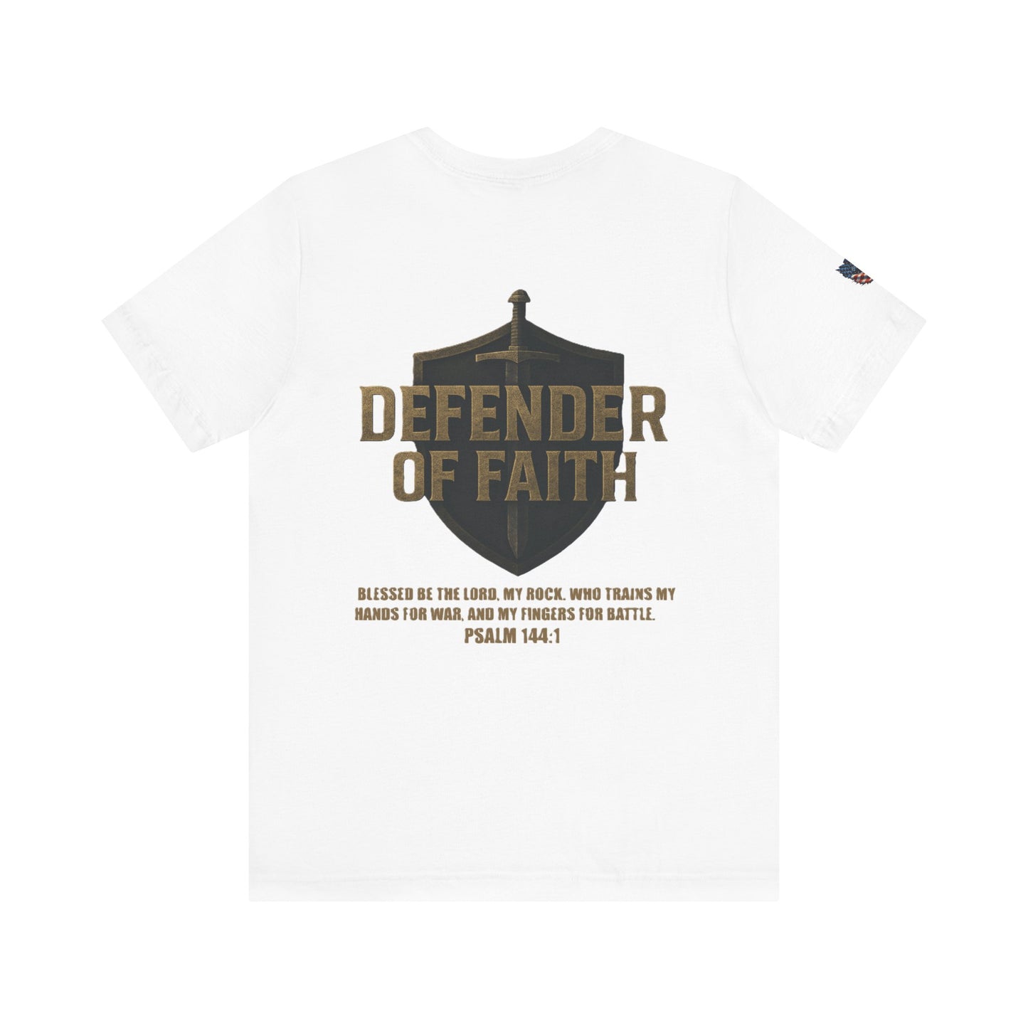 Psalm 144:1 'Defender of Faith' T-Shirt — Christian Scripture Tee