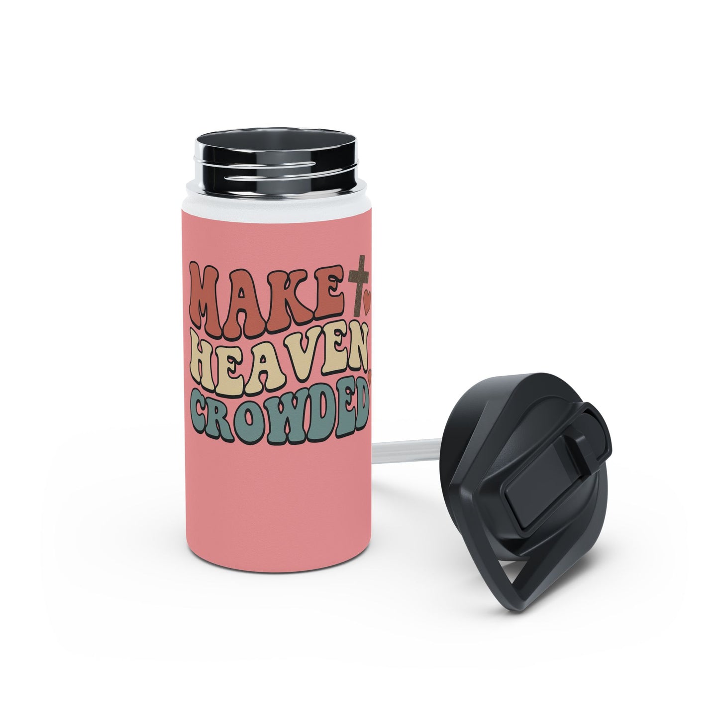 Make Heaven Crowded Stainless Steel Water Bottle — Retro Pink Inspirational Bottle