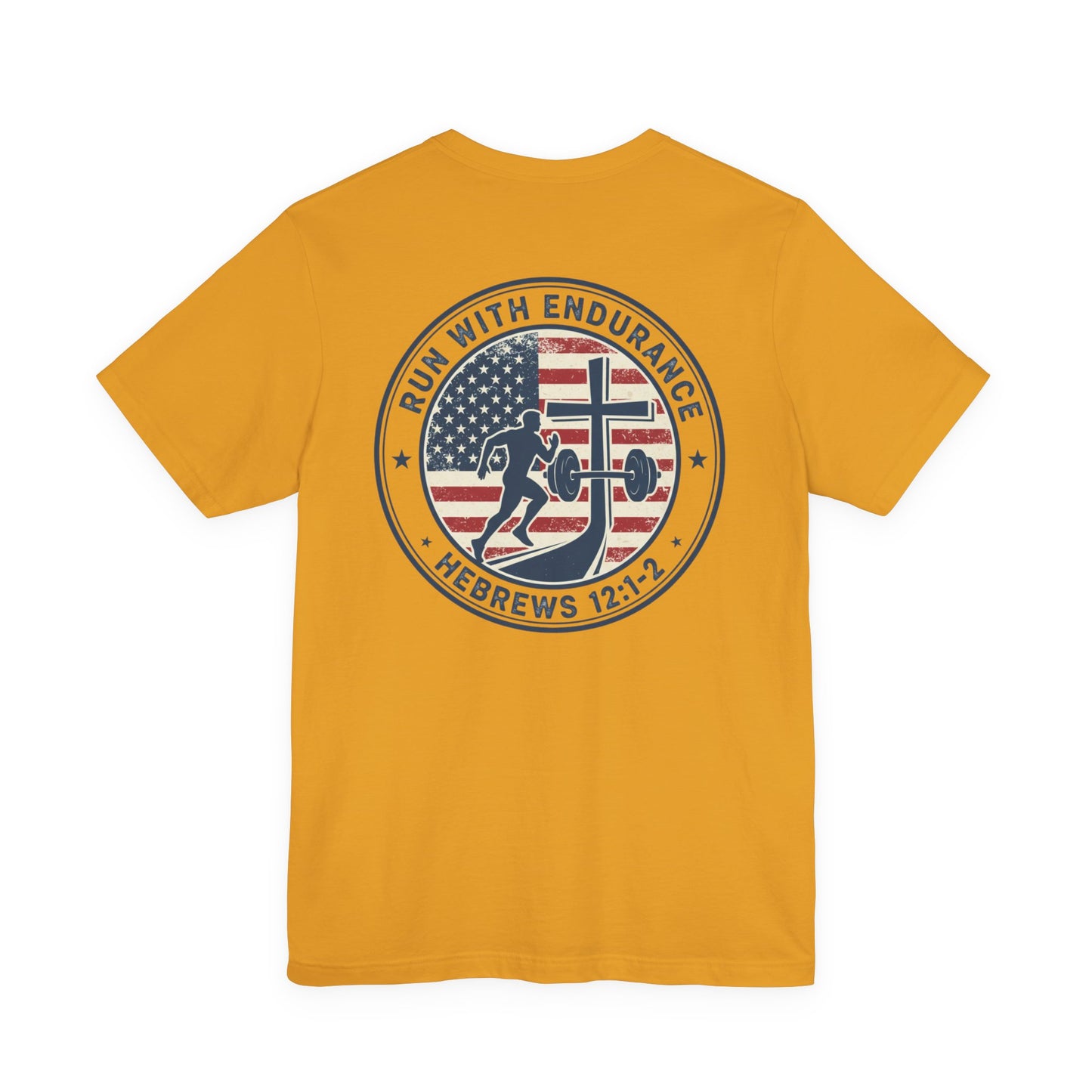 Hebrews 12:1-2 'Run With Endurance' T-Shirt — Inspirational Christian Tee