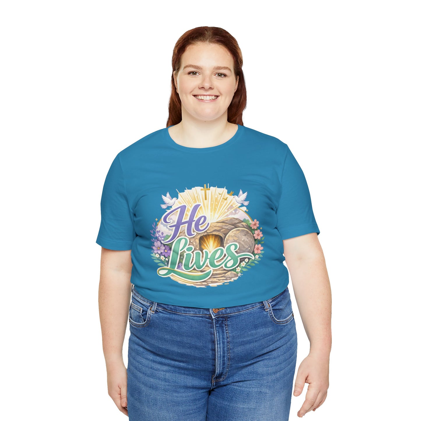 He Lives Jesus Tomb Tee — Christian Easter T‑Shirt