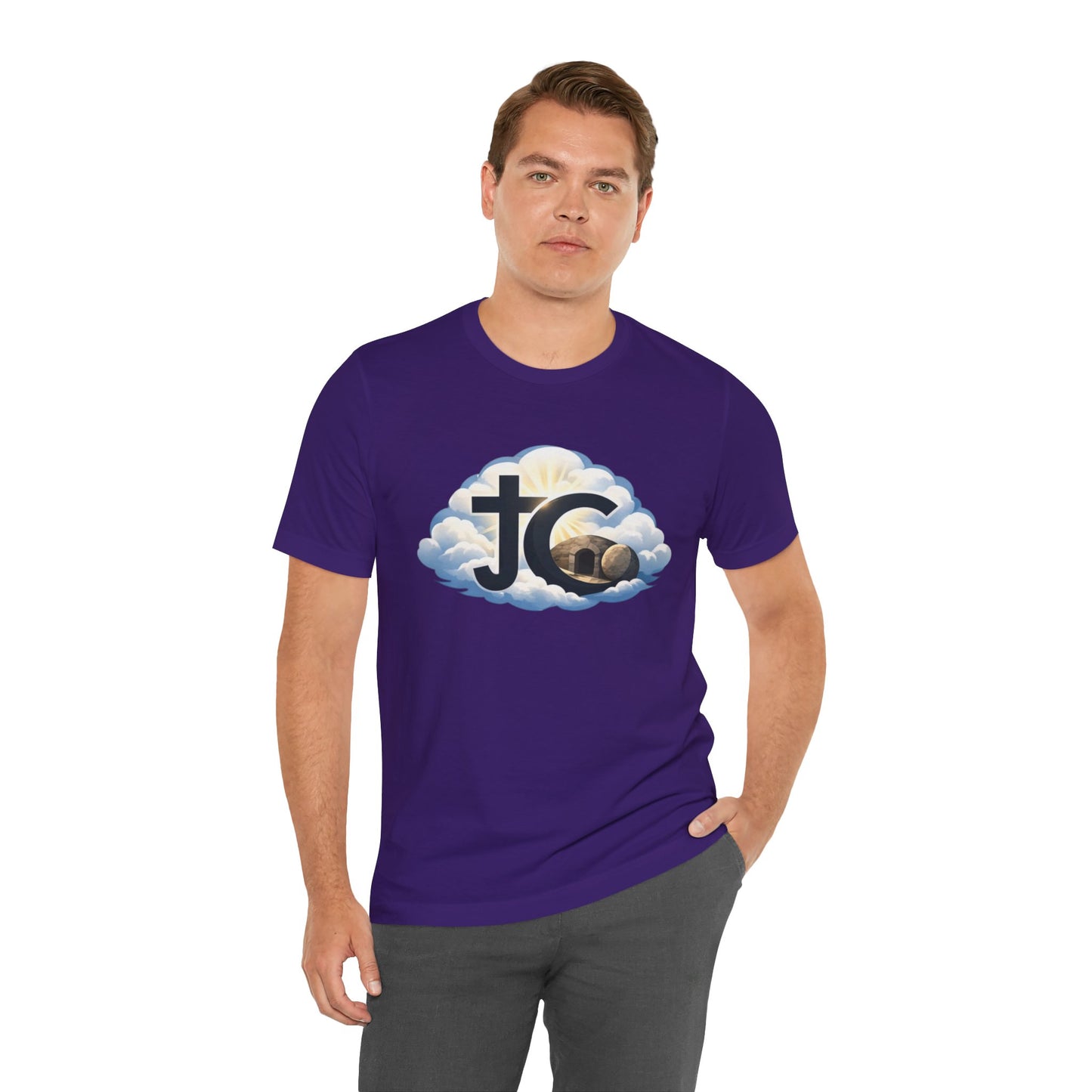Jesus Christ (JC) Cross Tee — Crucified, Risen & Coming Again