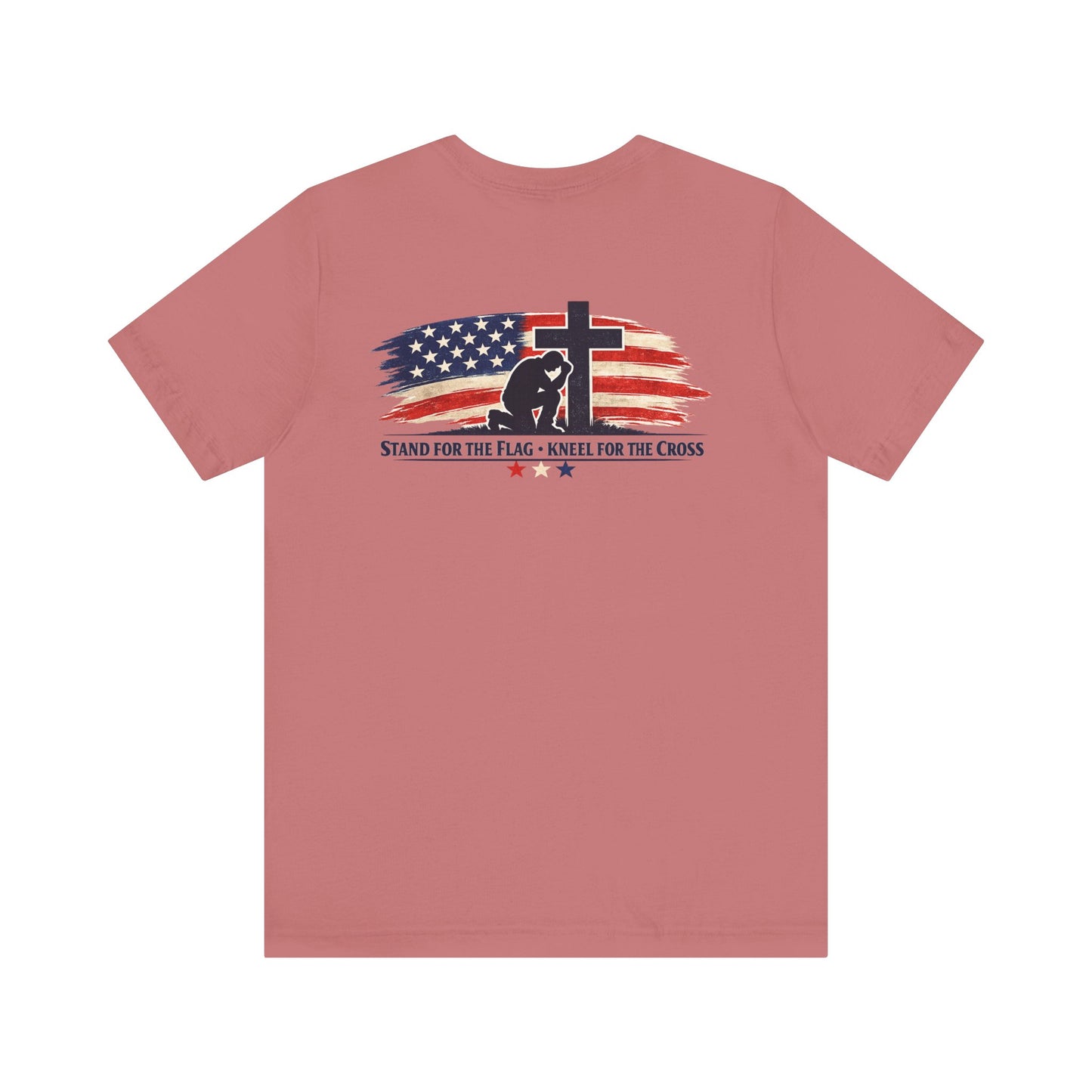 Patriotic Cross Tee – "Stand for the Flag, Kneel for the Cross" Short Sleeve T-Shirt
