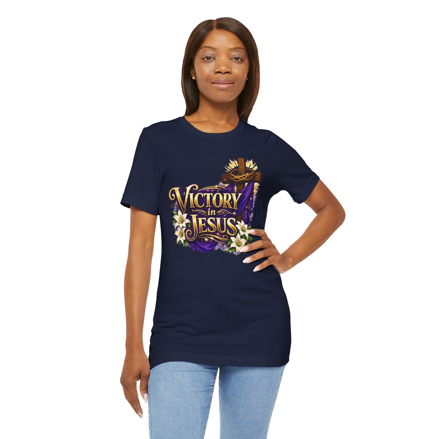 Victory In Jesus Christian T-Shirt — Cross Faith Tee