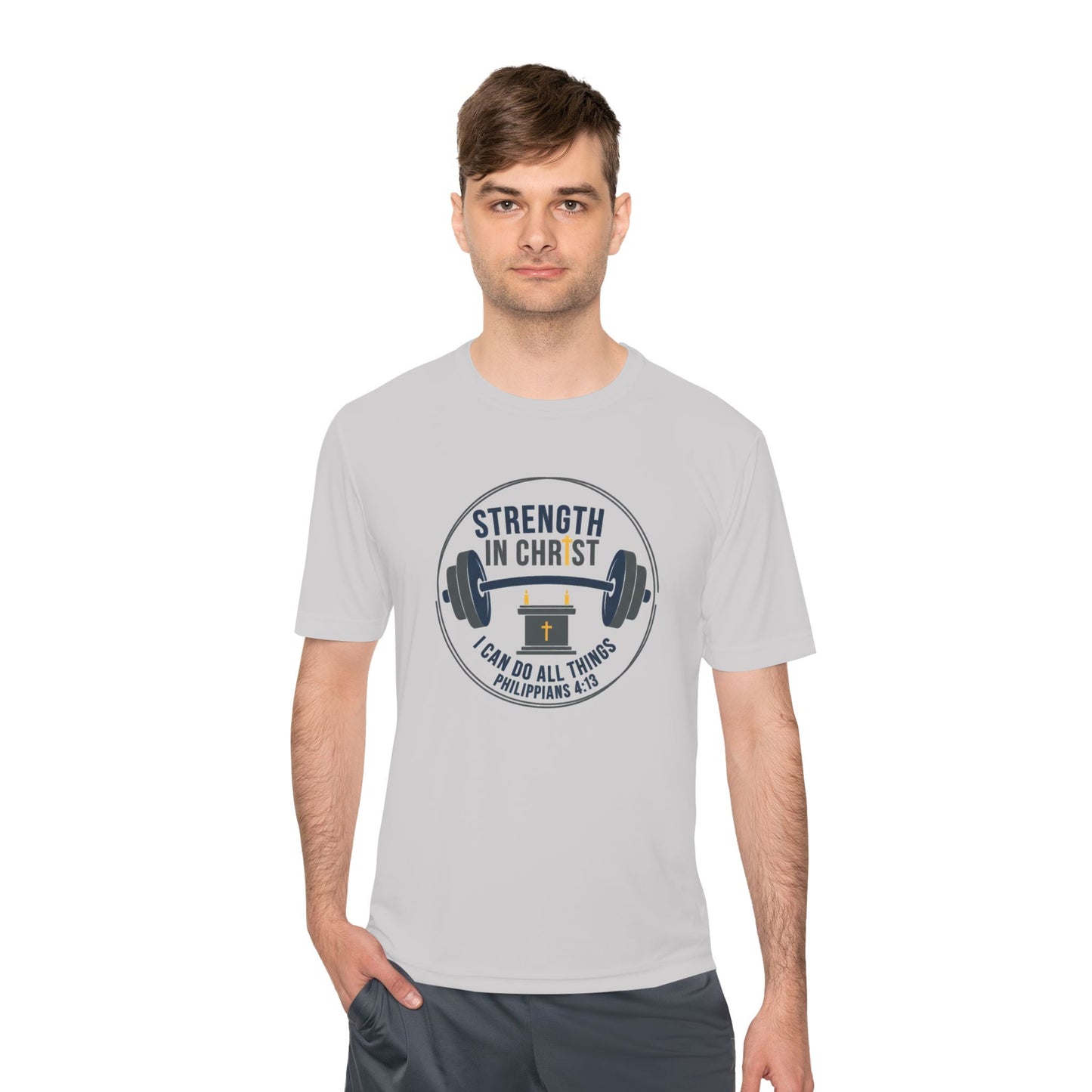 Philippians 4:13 'Strength in Christ' Moisture-Wicking Workout Tee