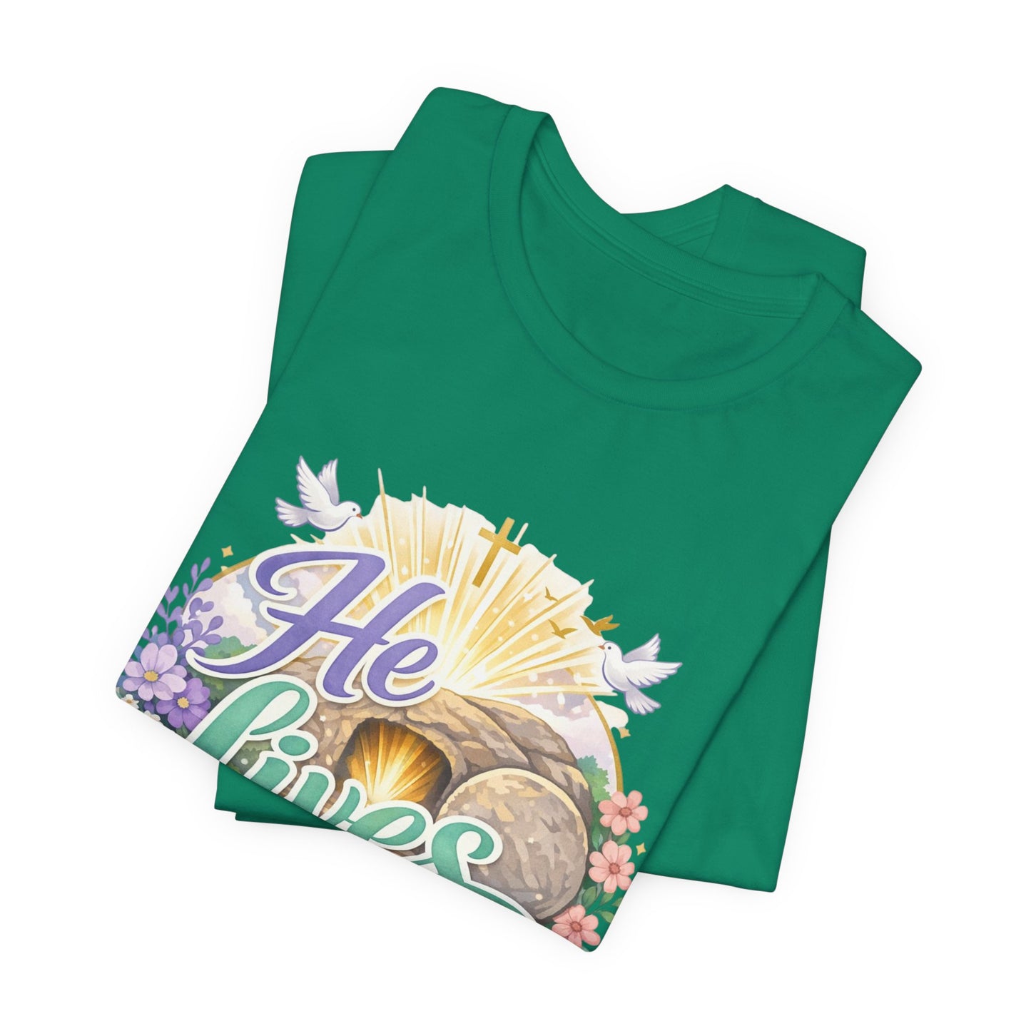 He Lives Jesus Tomb Tee — Christian Easter T‑Shirt