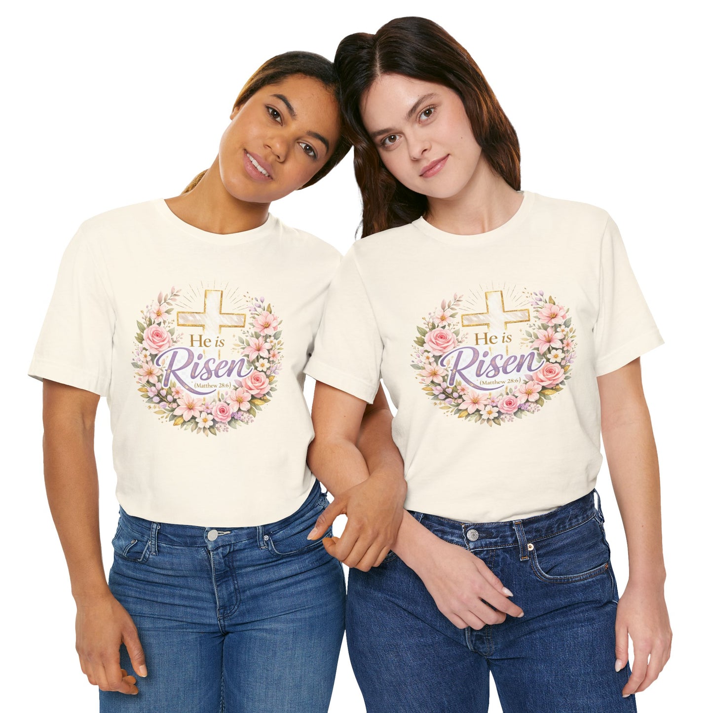 He Is Risen Floral Cross T-Shirt