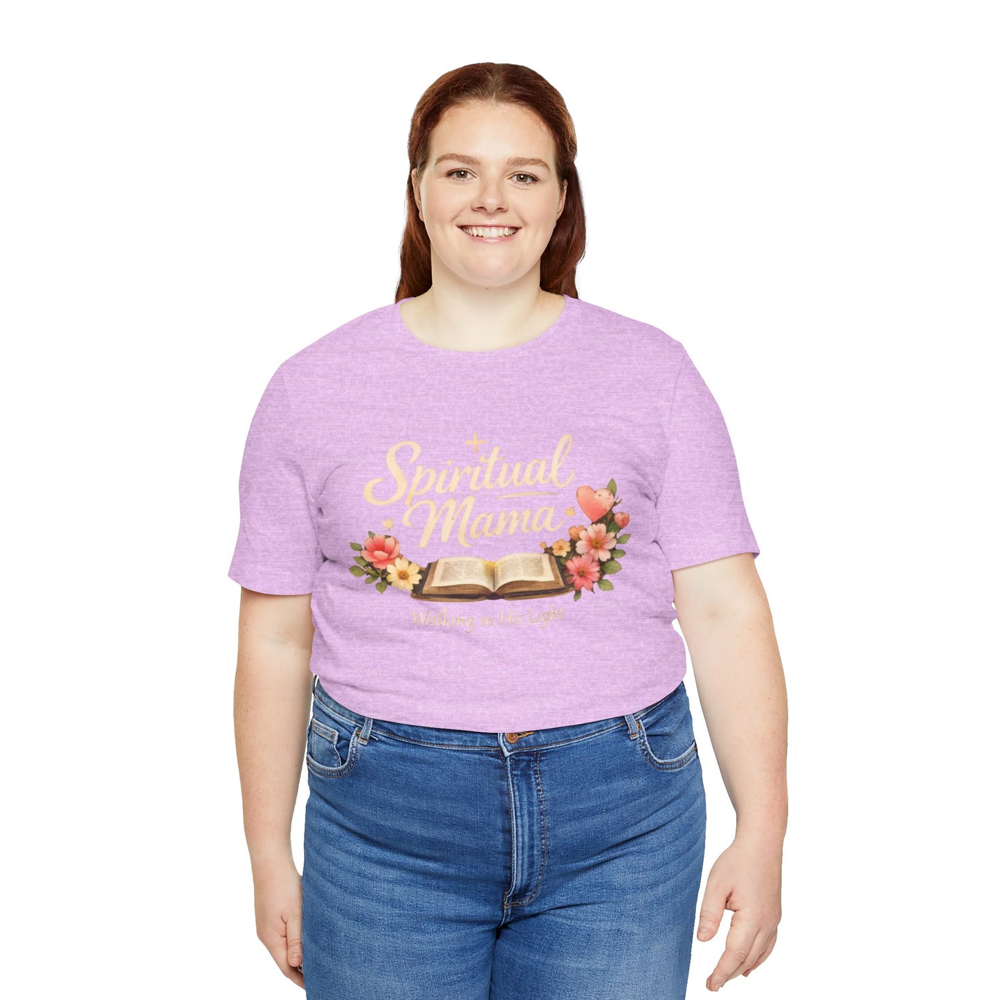 Spiritual Mama T-Shirt — "Walking in His Light" Floral Bible Tee