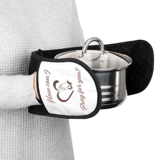 Oven Mitts - How Can I Pray for You, Heart and Praying Hands Design Kitchen Accessories