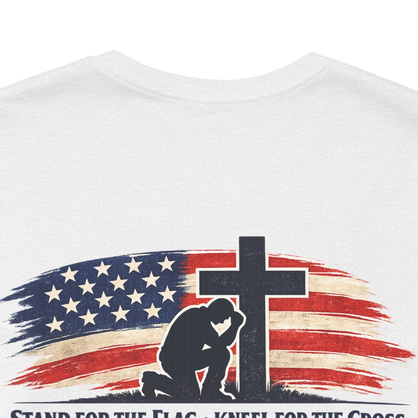 Patriotic Cross Tee – "Stand for the Flag, Kneel for the Cross" Short Sleeve T-Shirt