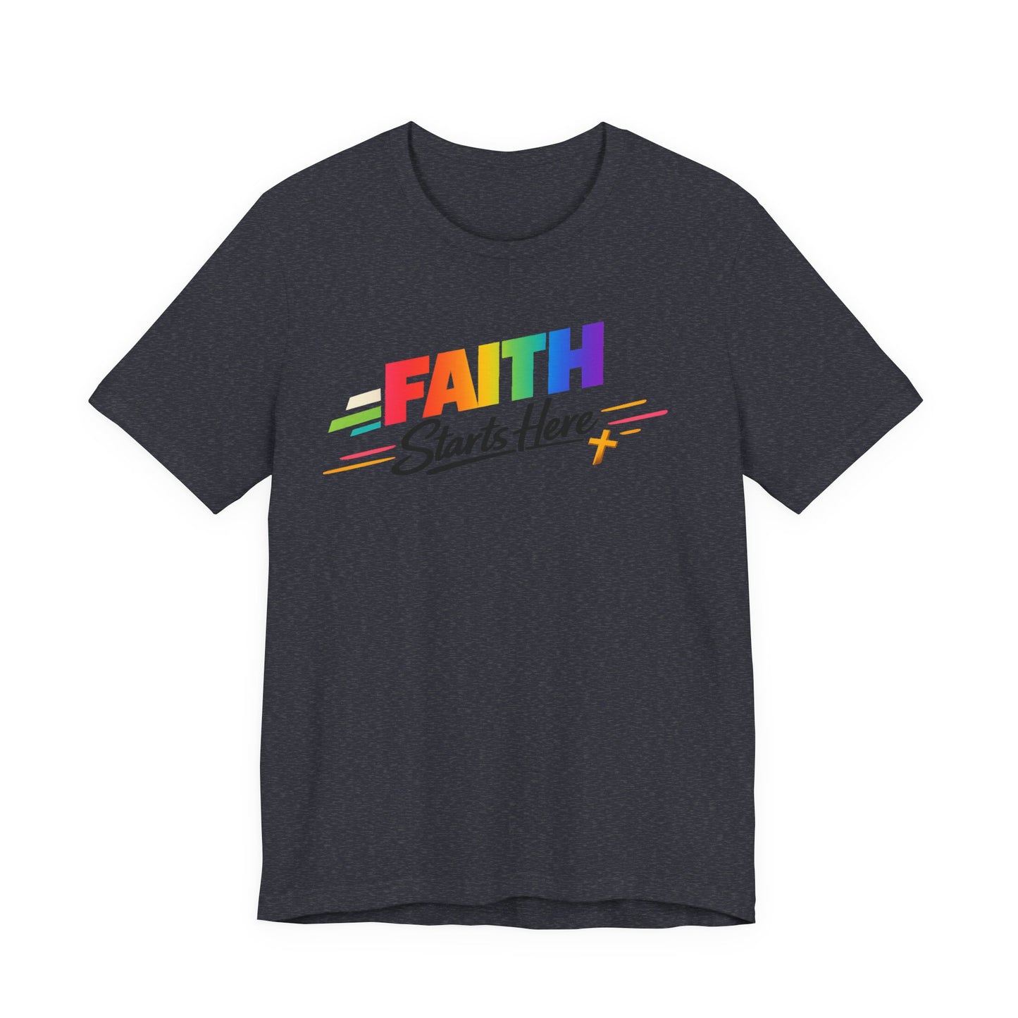 Faith Starts Here Rainbow Tee