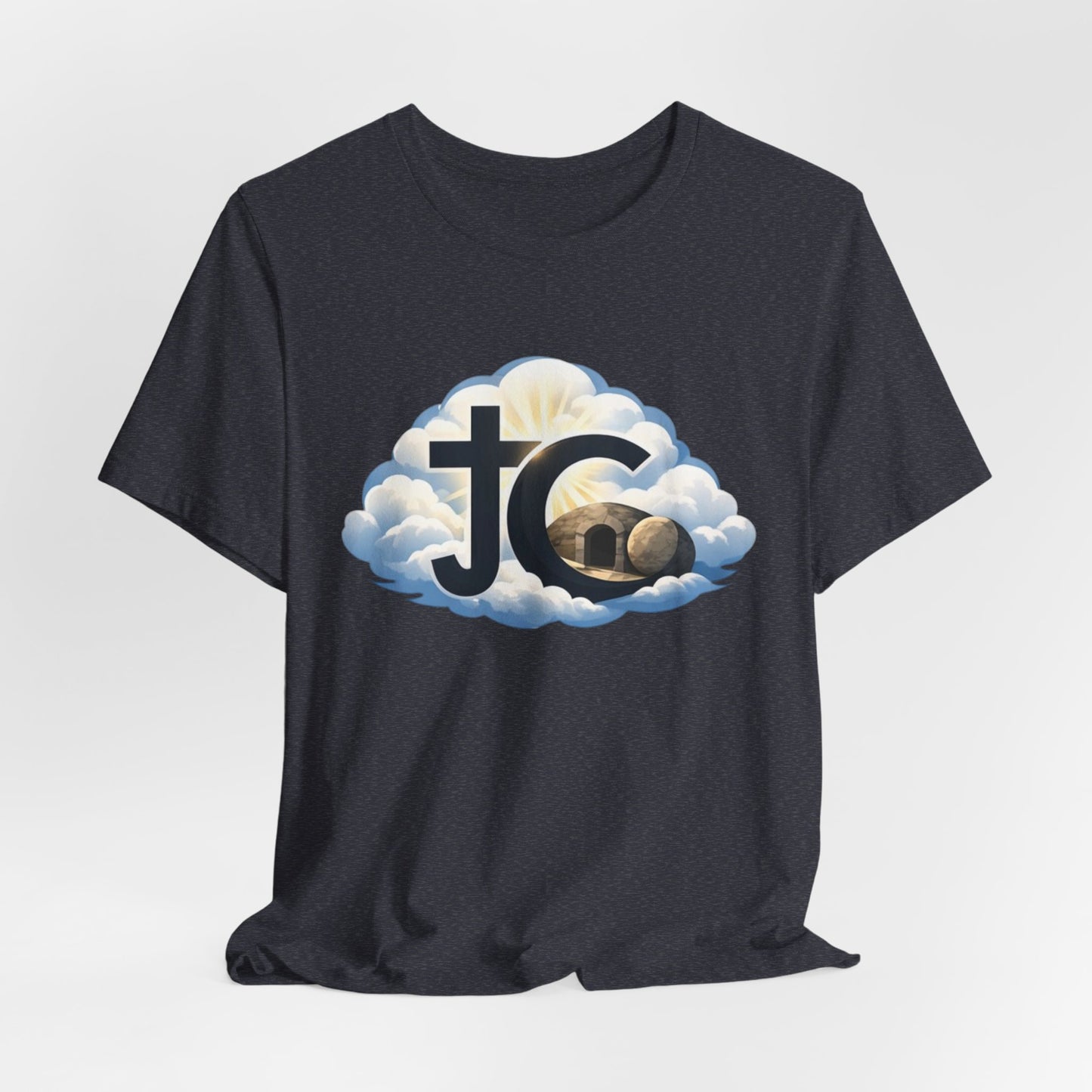 Jesus Christ (JC) Cross Tee — Crucified, Risen & Coming Again