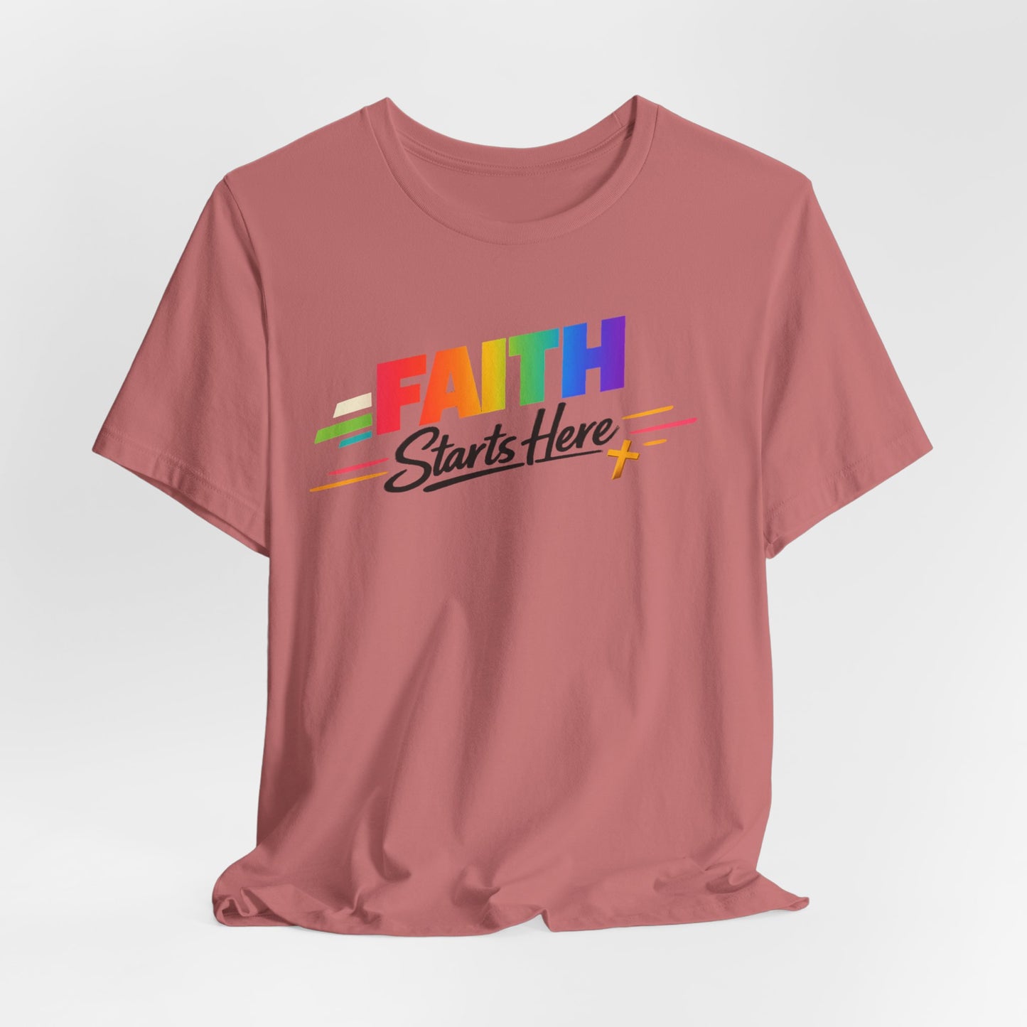 Faith Starts Here Rainbow Tee