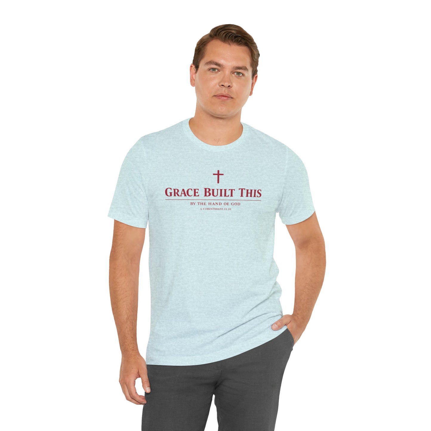Grace Built This T-Shirt — Christian Faith Tee with Cross