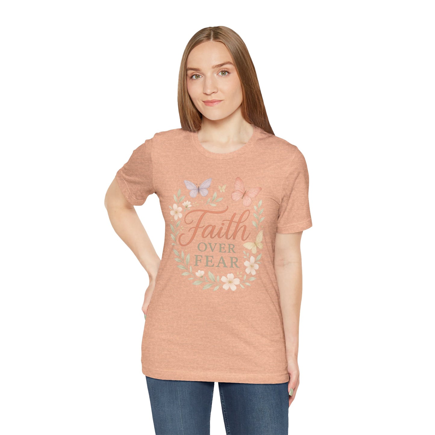 Faith Over Fear T-Shirt — Floral Butterfly Inspirational Tee