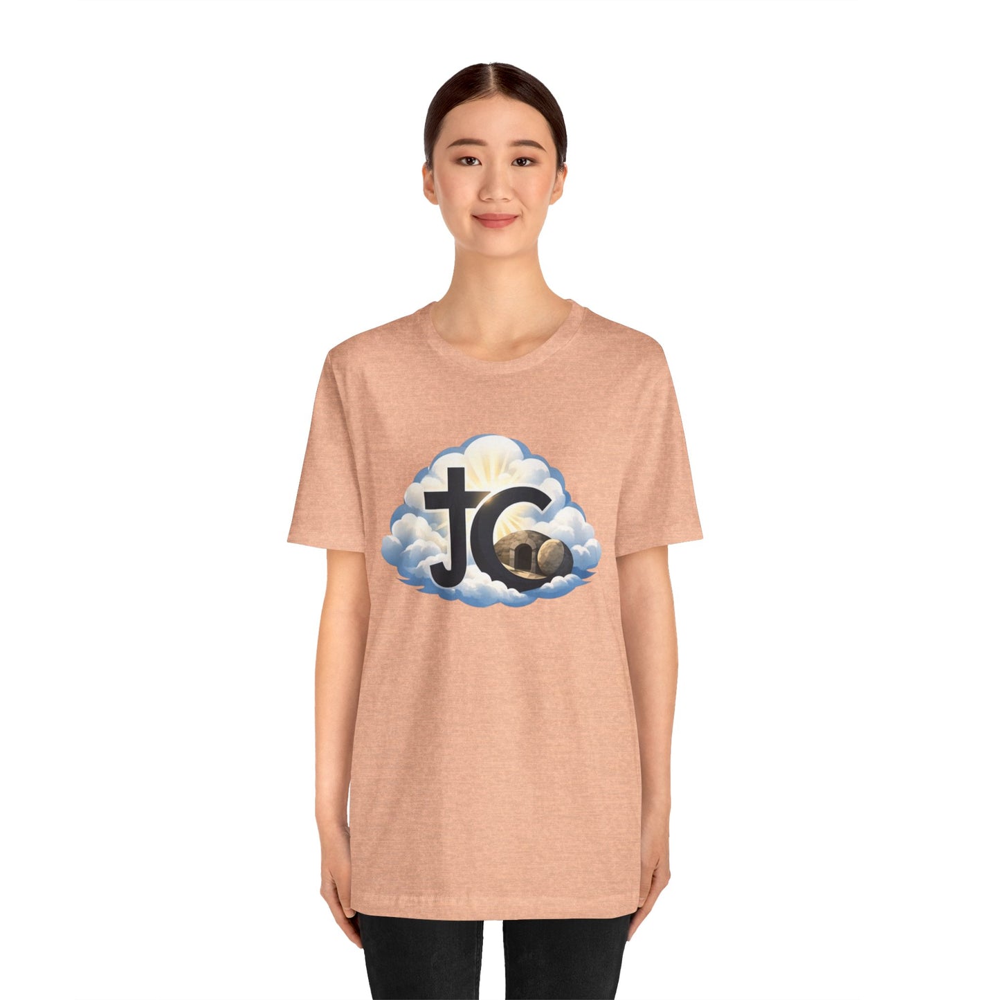 Jesus Christ (JC) Cross Tee — Crucified, Risen & Coming Again