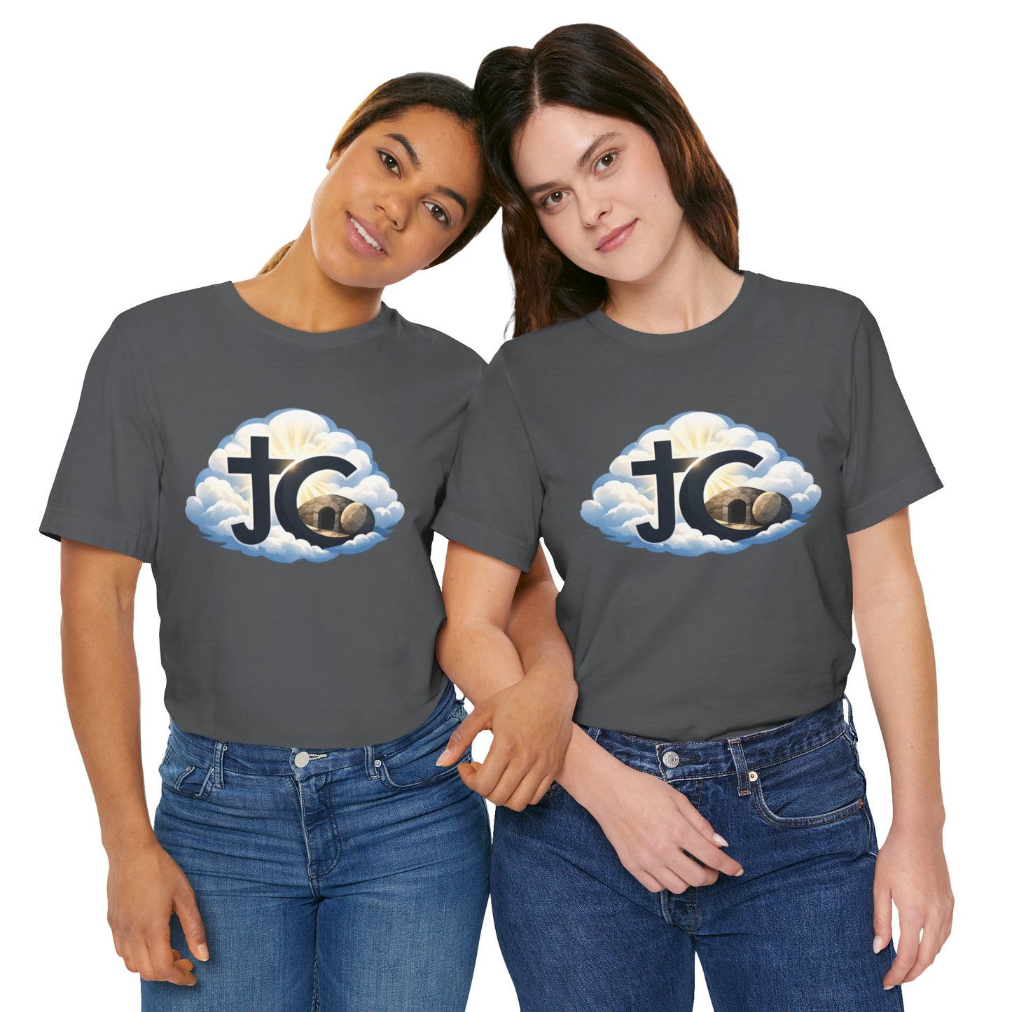 Jesus Christ (JC) Cross Tee — Crucified, Risen & Coming Again