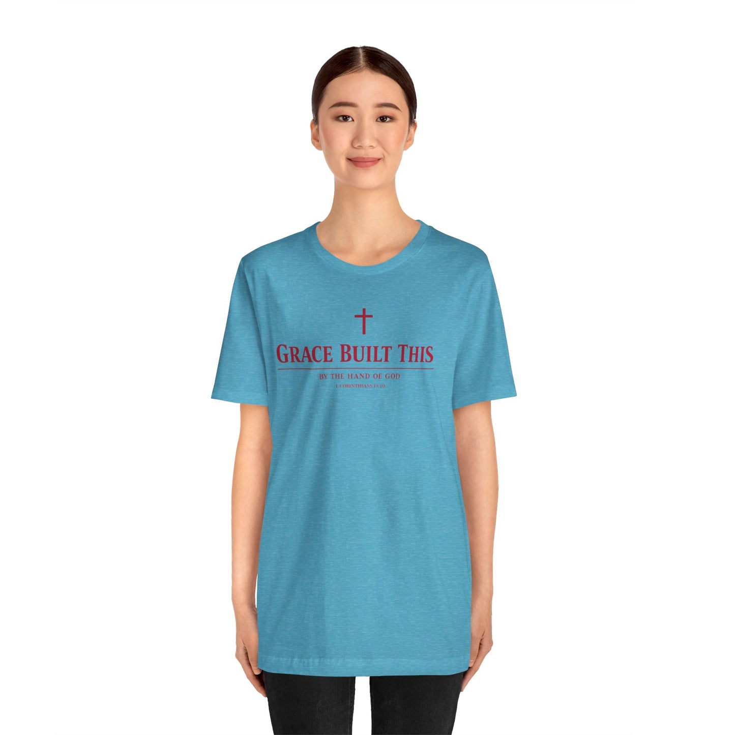 Grace Built This T-Shirt — Christian Faith Tee with Cross