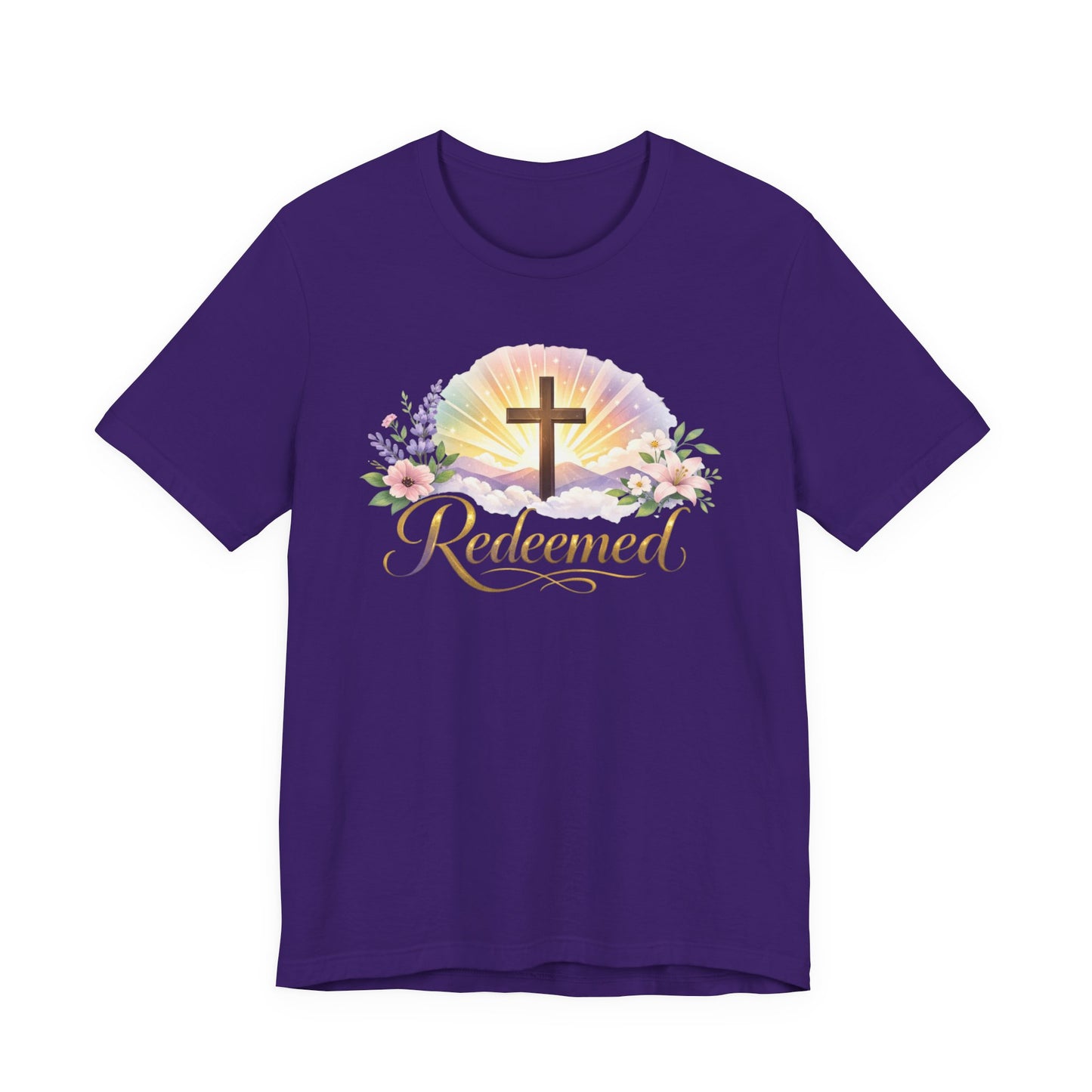 "Redeemed" Cross Floral T-Shirt — Christian Faith Tee