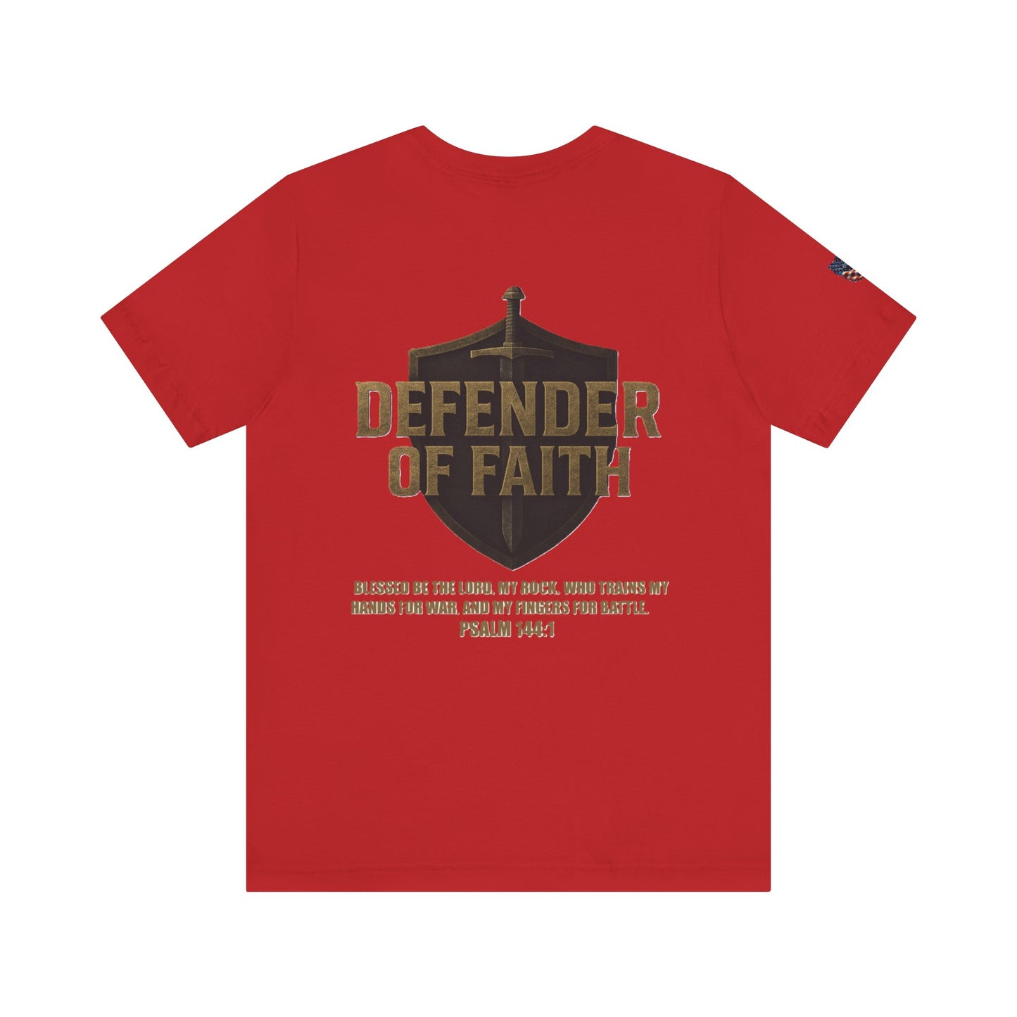 Psalm 144:1 'Defender of Faith' T-Shirt — Christian Scripture Tee