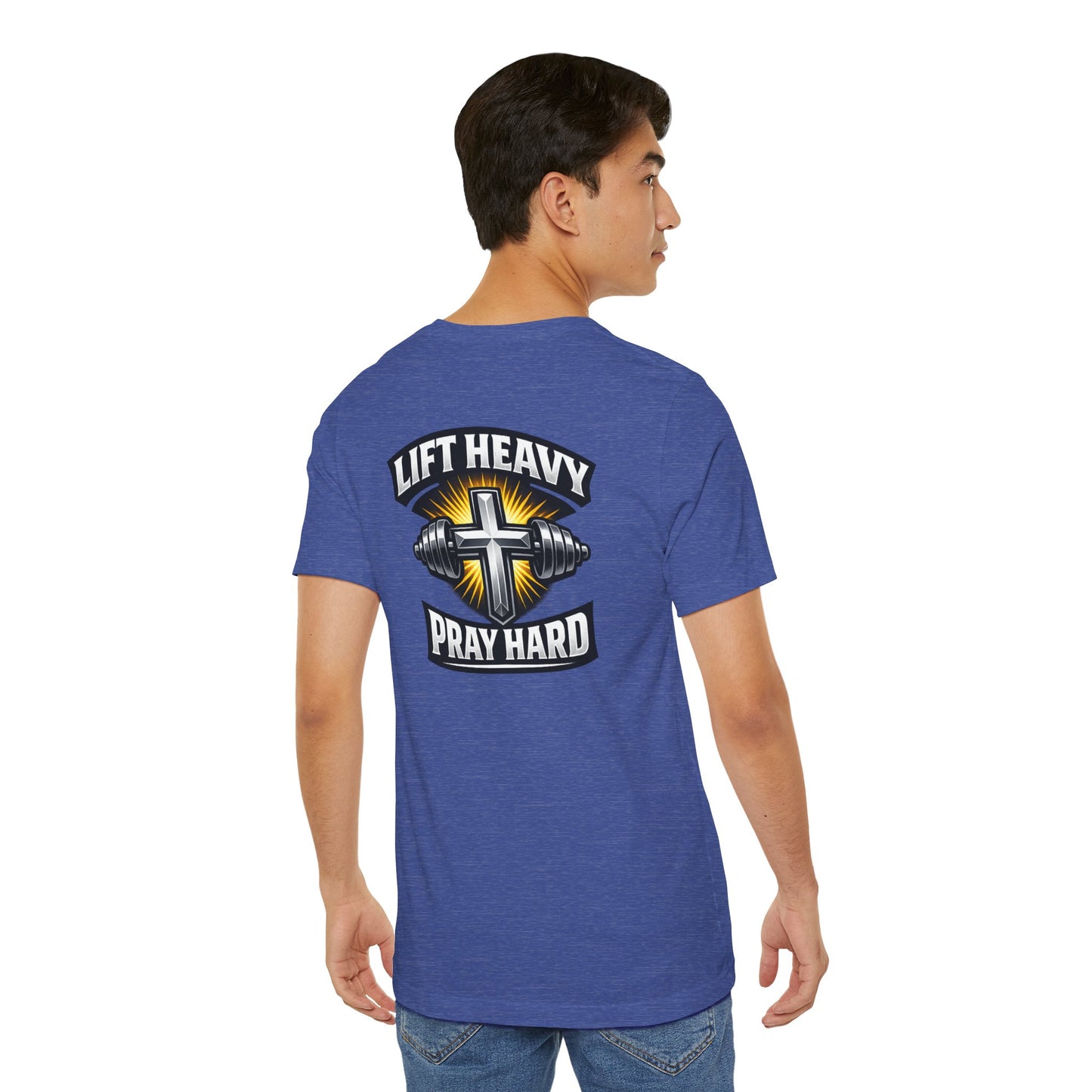 Lift Heavy Pray Hard T‑Shirt — Christian Fitness Gym Tee