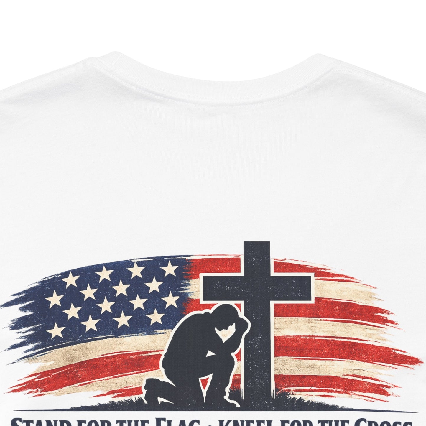 Patriotic Cross Tee – "Stand for the Flag, Kneel for the Cross" Short Sleeve T-Shirt