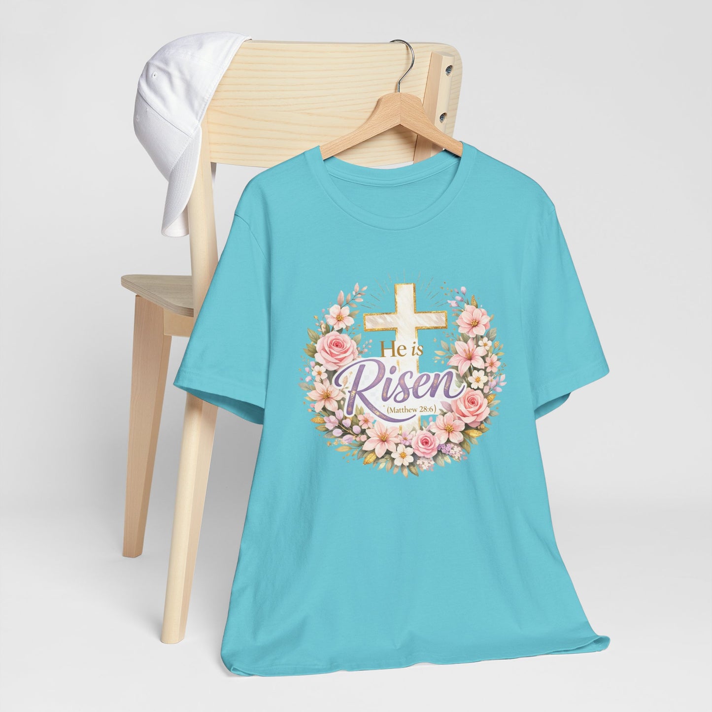 He Is Risen Floral Cross T-Shirt
