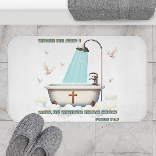 Bath Mat "WASH ME AND I WILL BE WHITER THAN SNOW"
