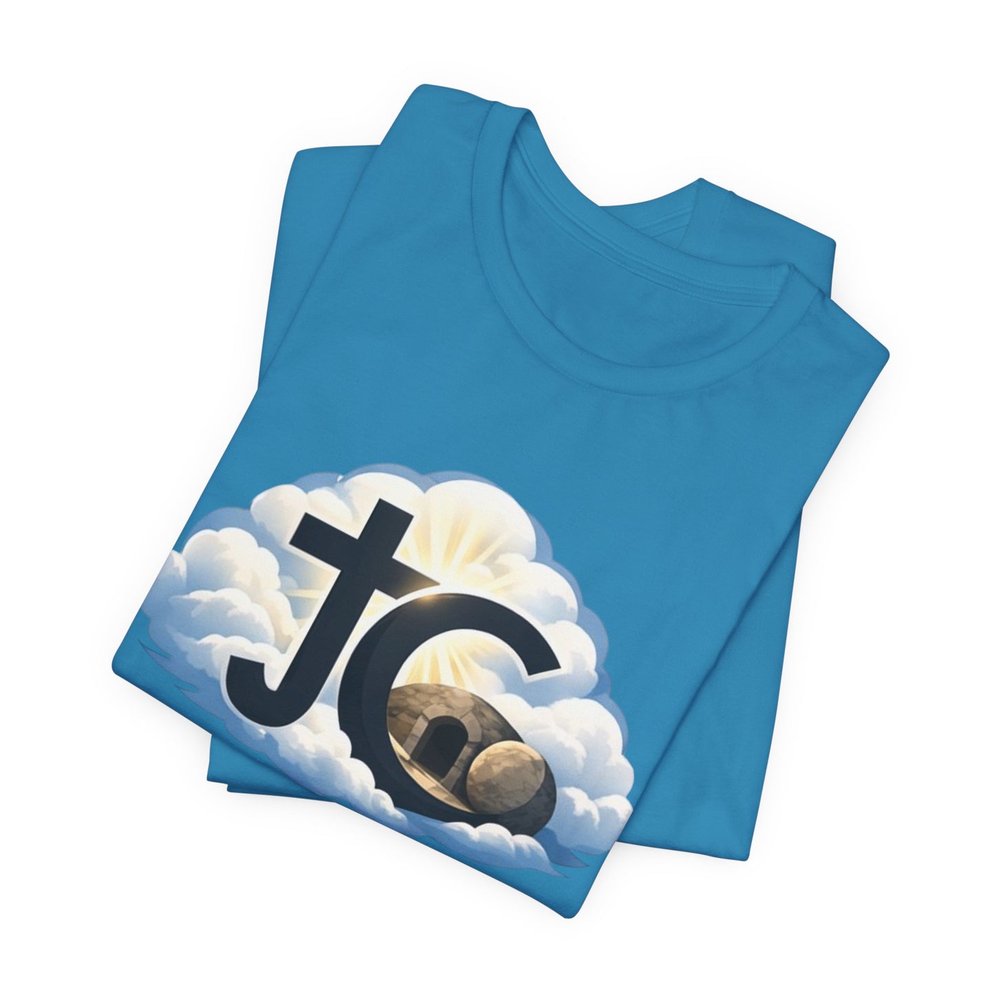 Jesus Christ (JC) Cross Tee — Crucified, Risen & Coming Again