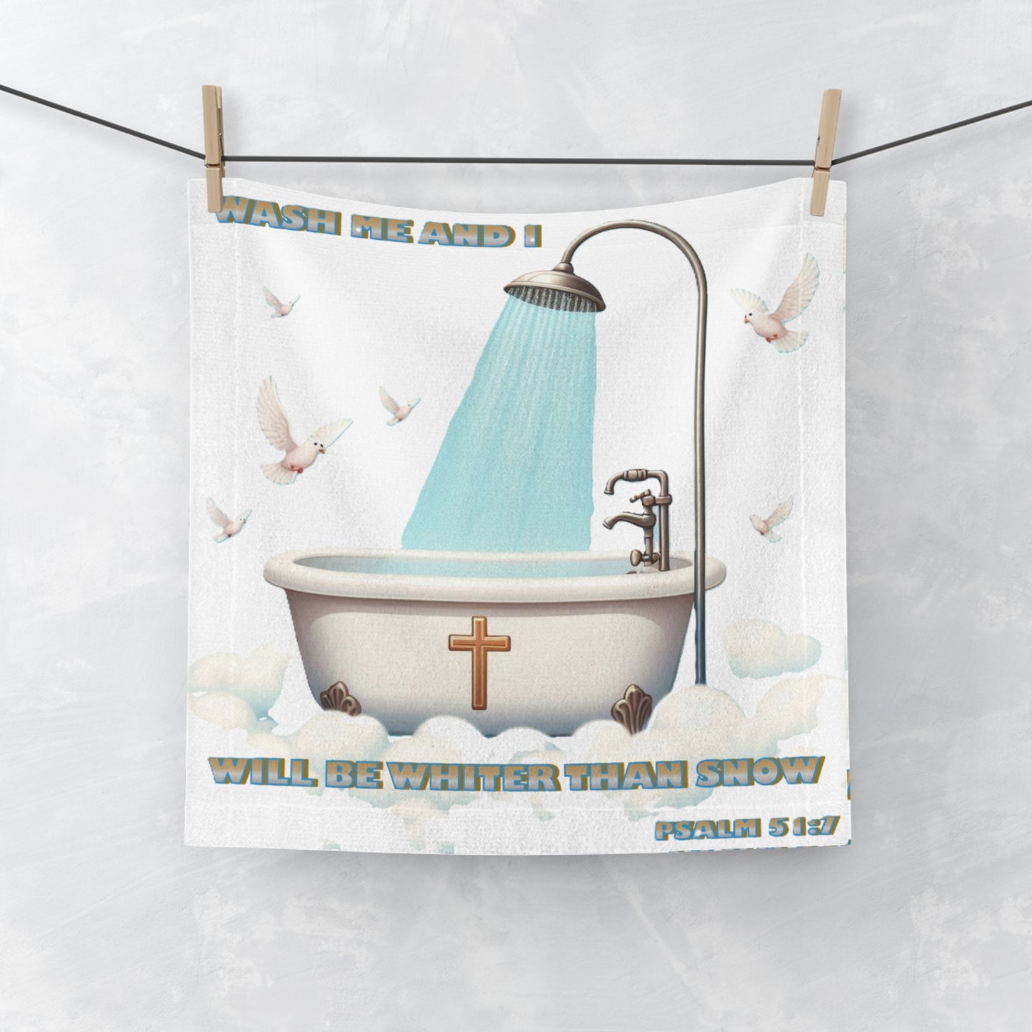 Face Towel "Wash Me and I Will Be Whiter Than Snow"