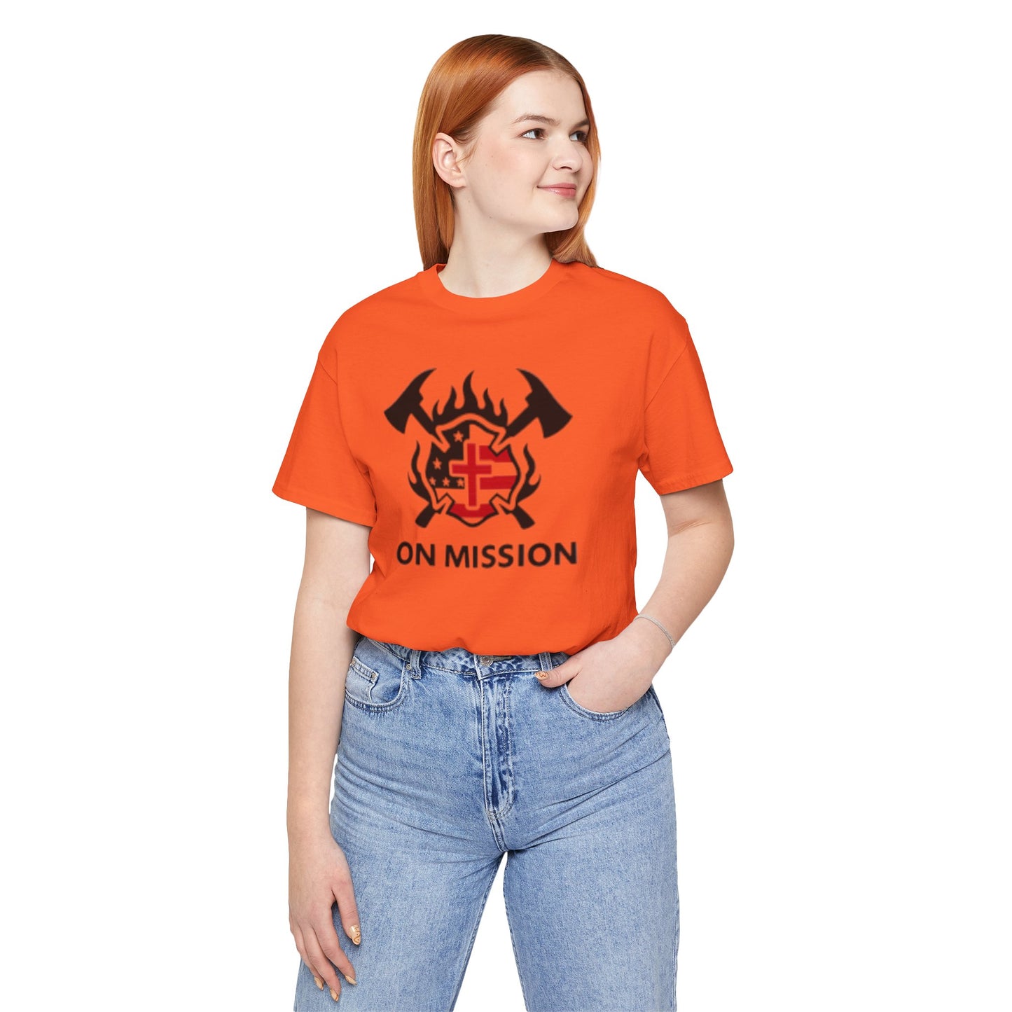 On Mission Christian Cross & American Flag T‑Shirt