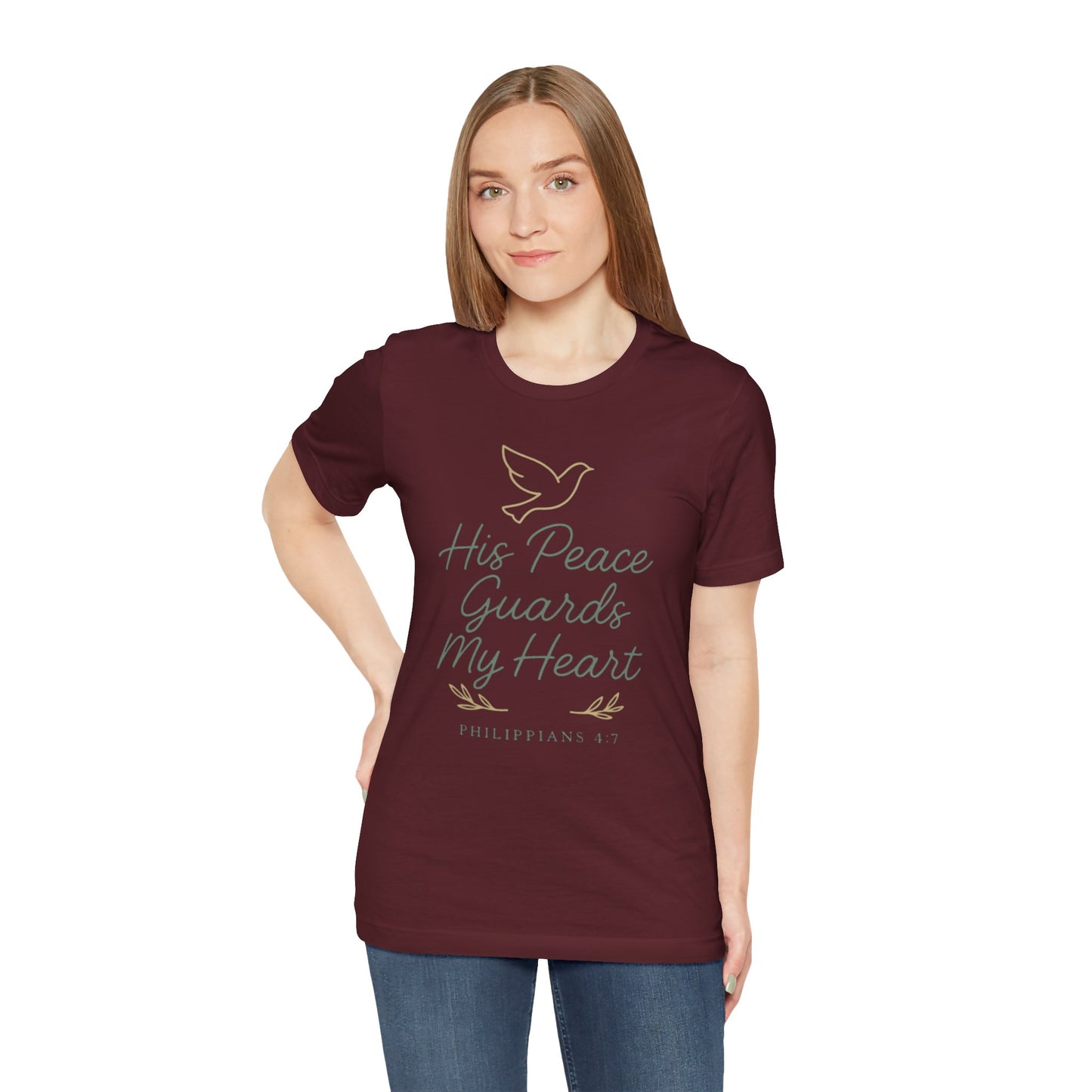 His Peace Guards My Heart Tee — Philippians 4:7 Christian Dove T-Shirt