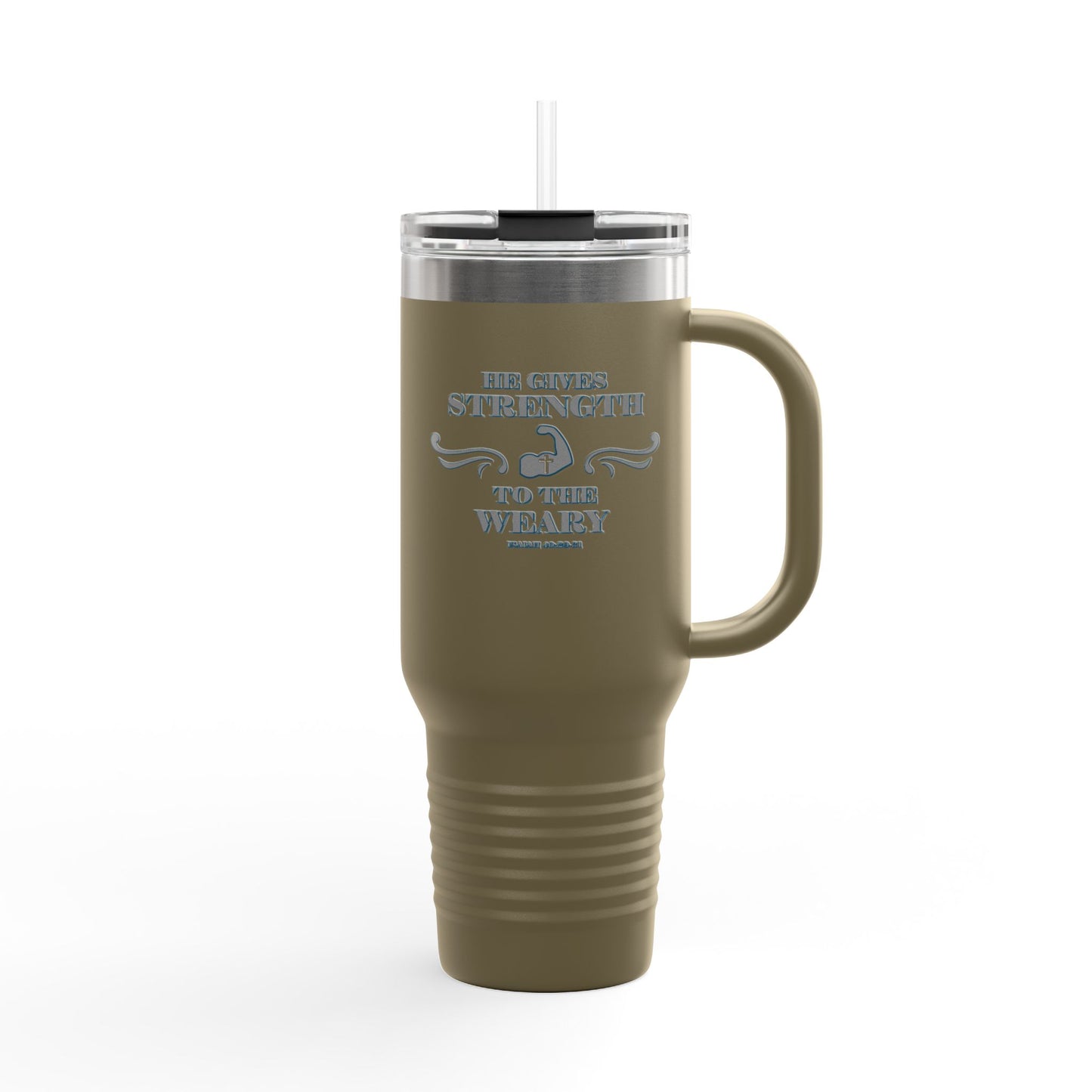 Travel Mug - Bible Verse 'He gives Strength to the Weary' Isaiah 40:29-31