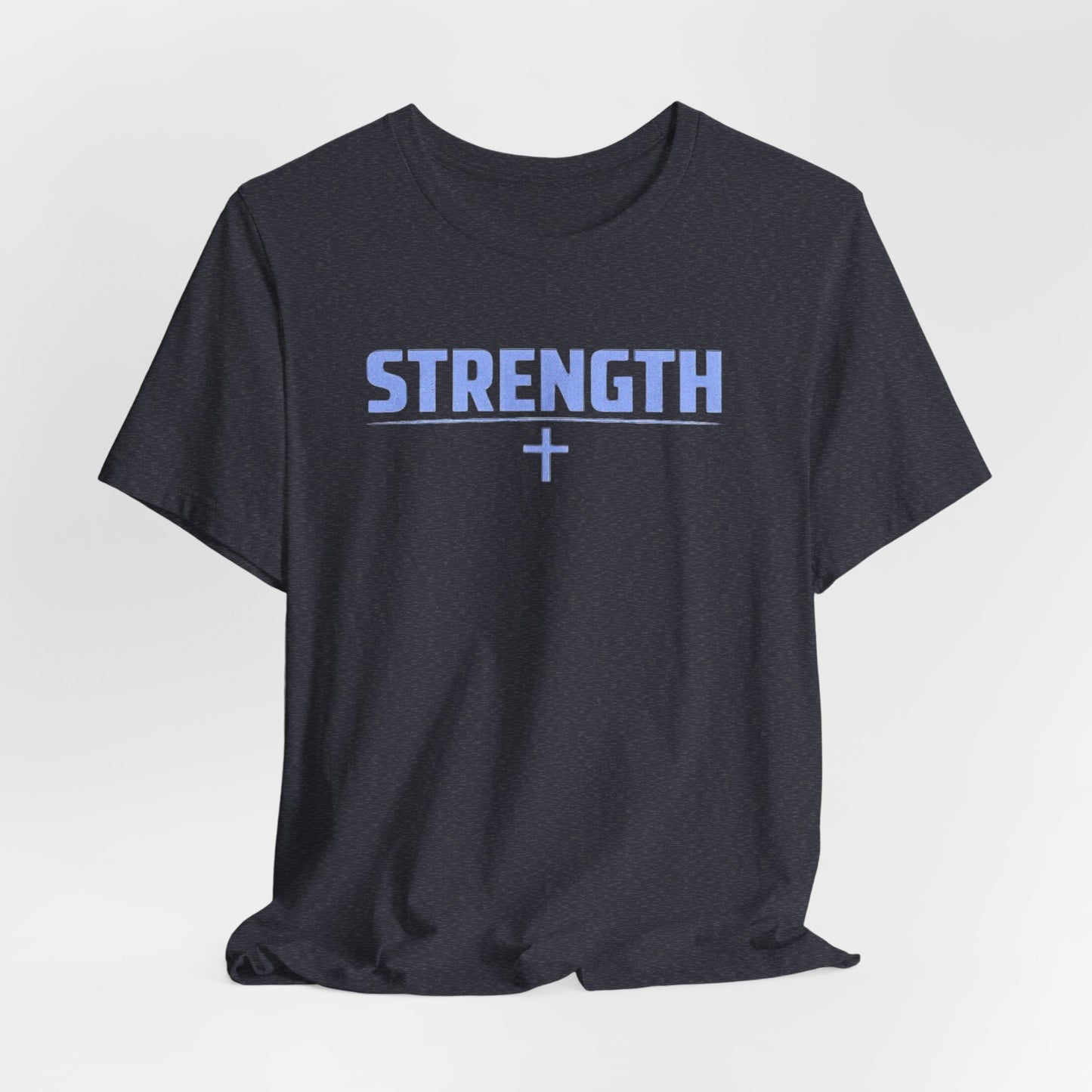 Strength with Cross Tee — Minimal Motivational Fitness Shirt