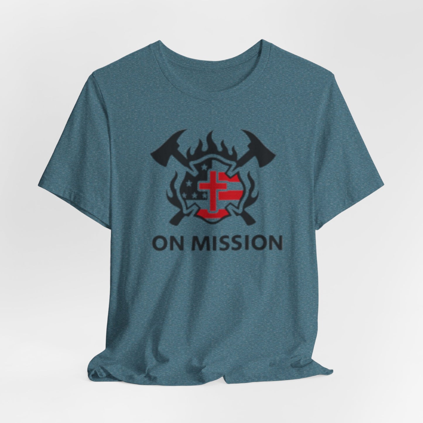 On Mission Christian Cross & American Flag T‑Shirt