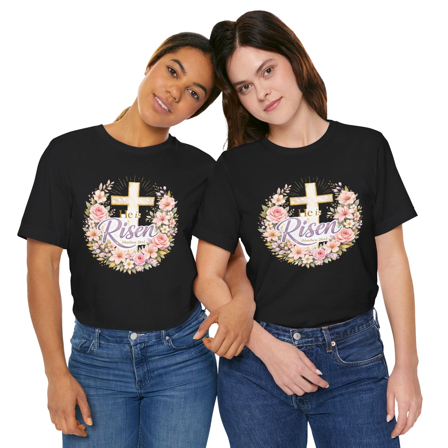 He Is Risen Floral Cross T-Shirt