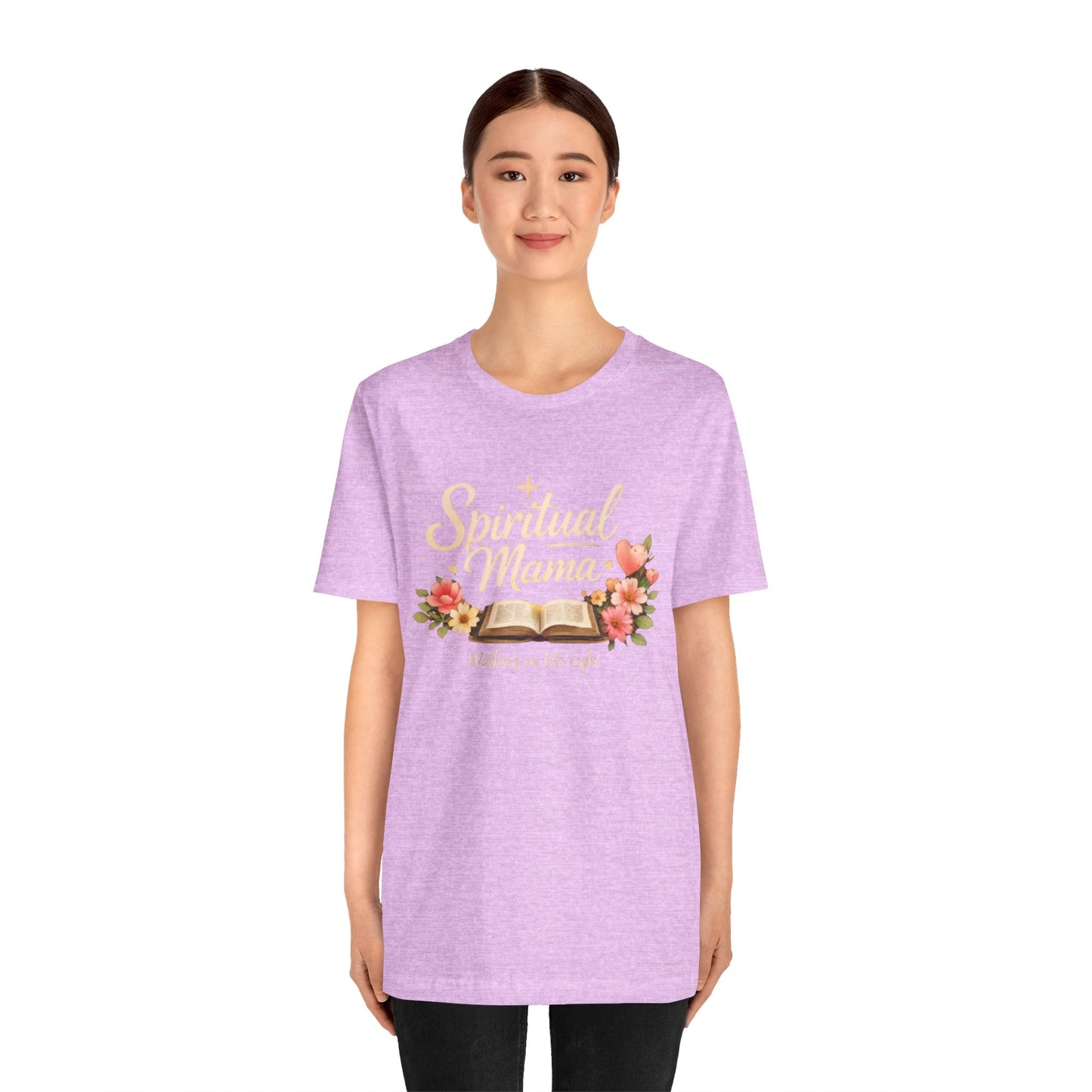 Spiritual Mama T-Shirt — "Walking in His Light" Floral Bible Tee