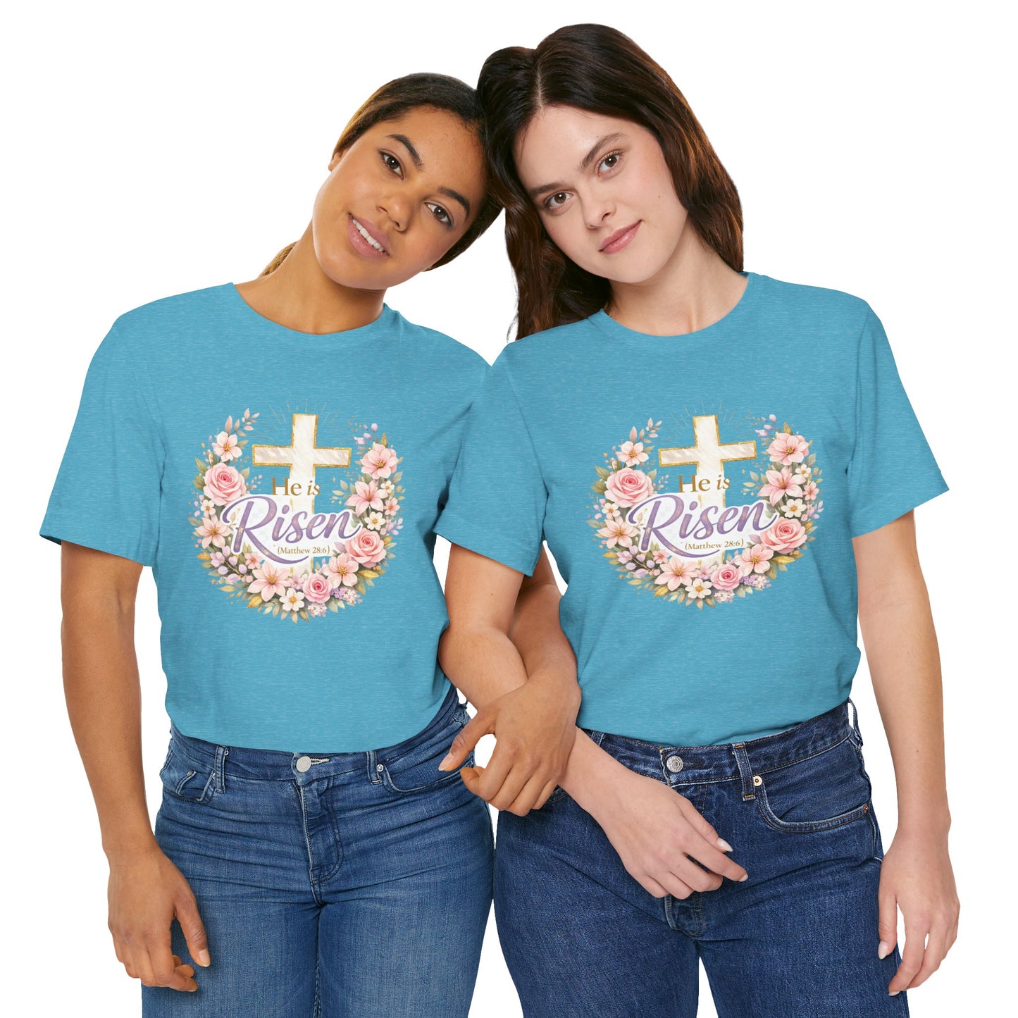 He Is Risen Floral Cross T-Shirt
